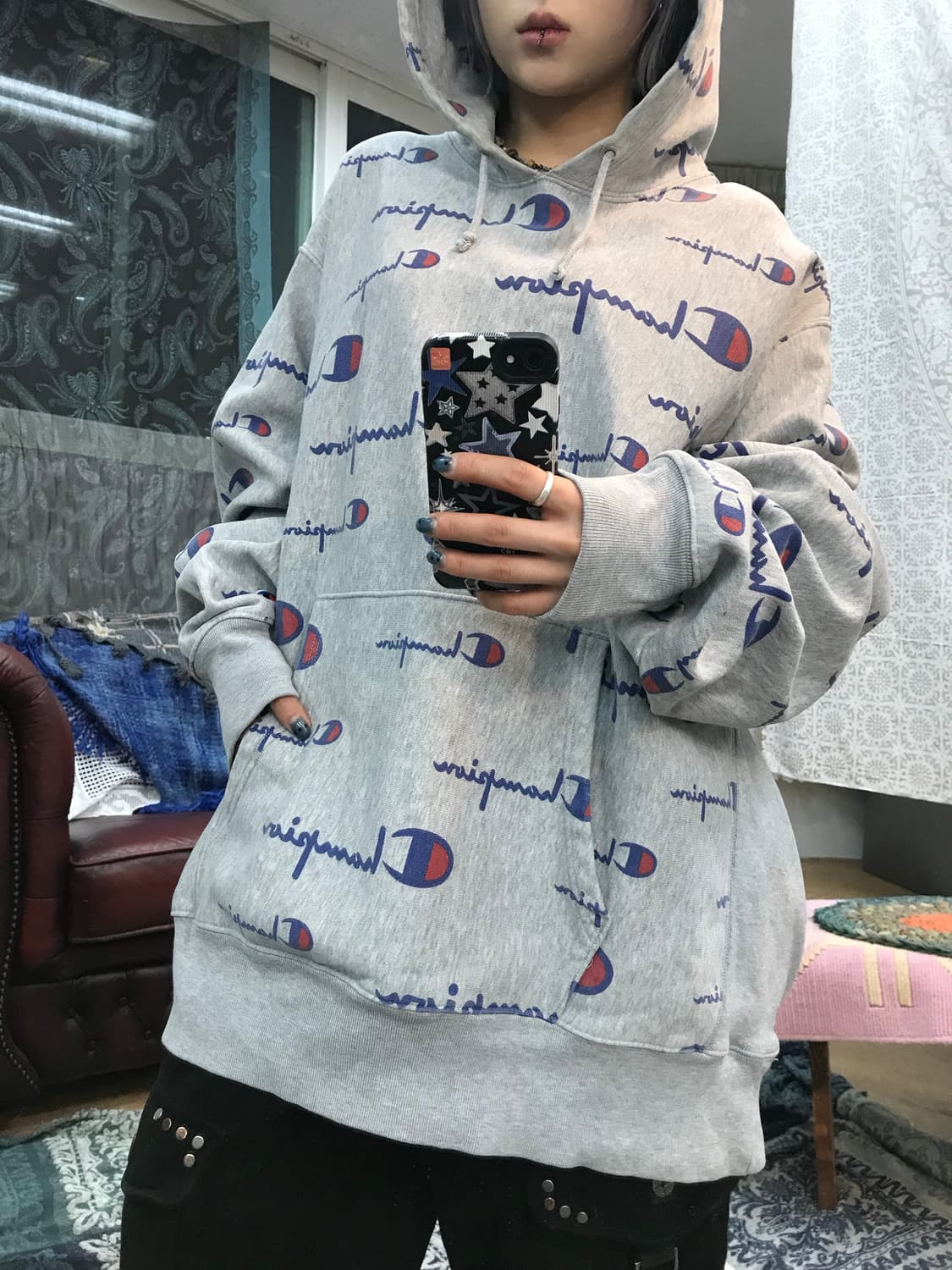 챔피온 리버스위브 스트릿 프린팅 후드티  상품이미지1