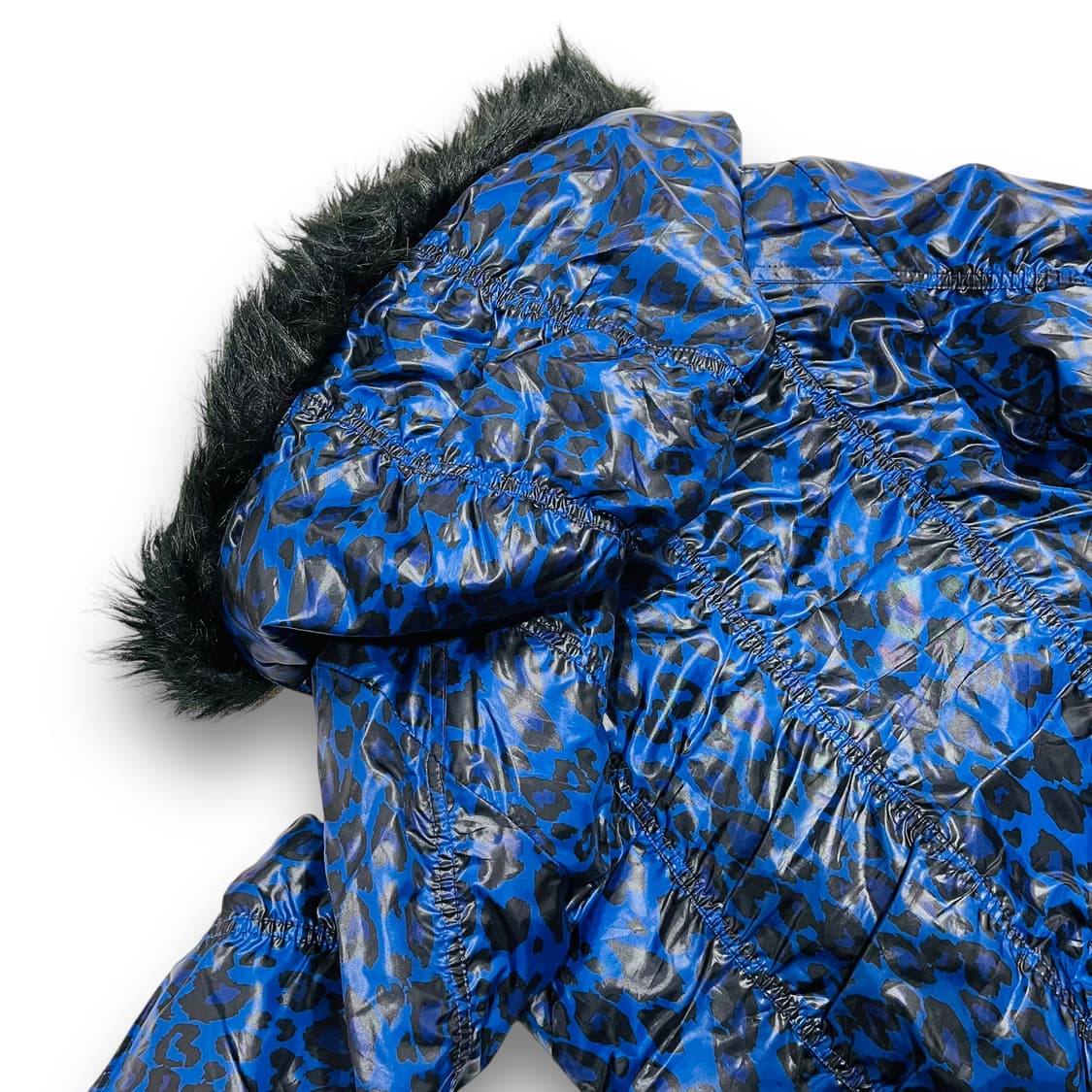 펑크 Grazie y2k 아티 블루 레오파드 후디 패딩 자켓 상품이미지6