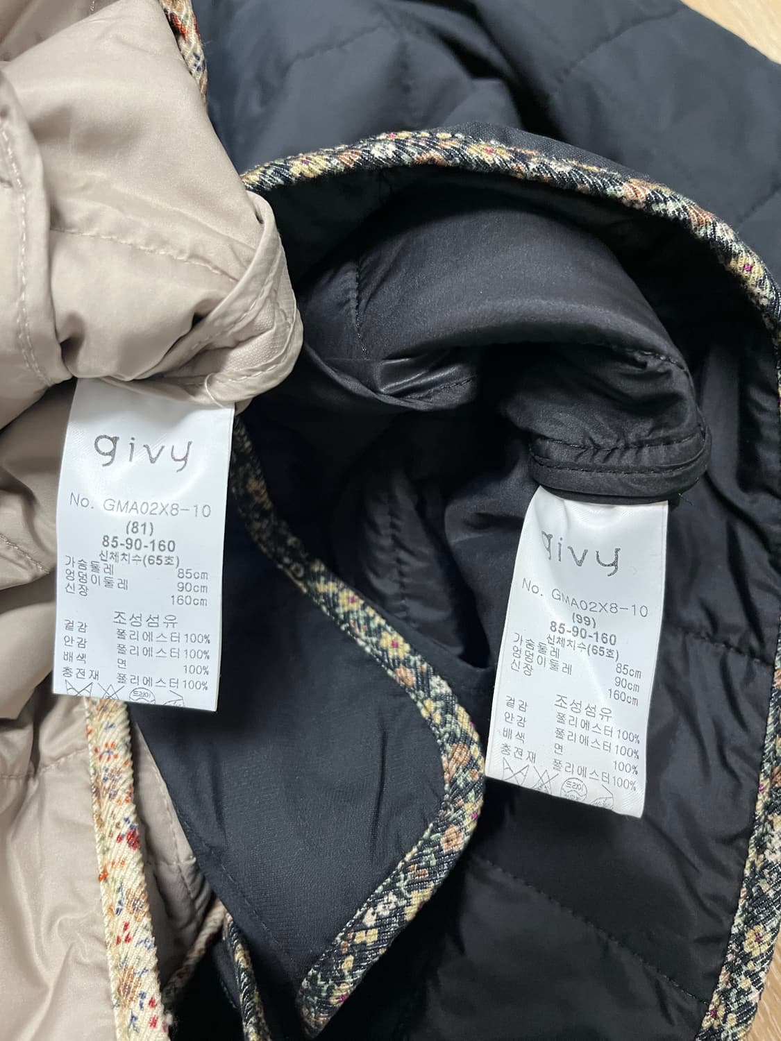 Givy 퀄팅자켓 블랙/베이지 개별 상품이미지5