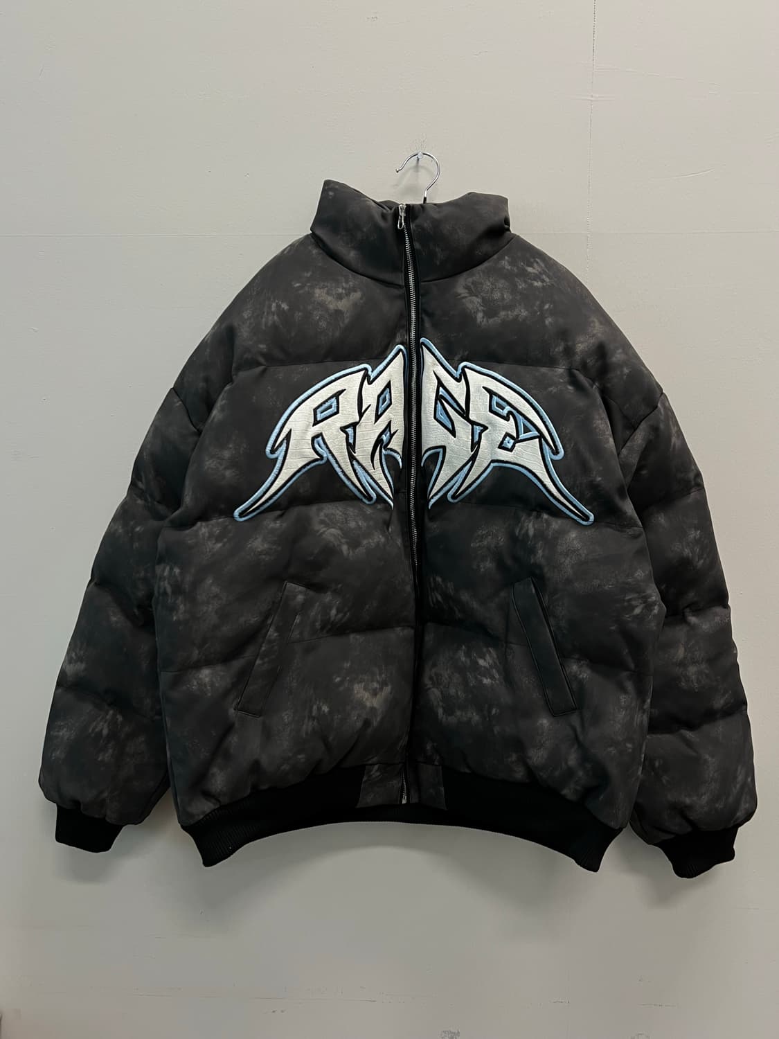 Reakinsse 오버핏 타이다이 레더 스트릿 푸퍼 패딩 자켓  상품이미지2