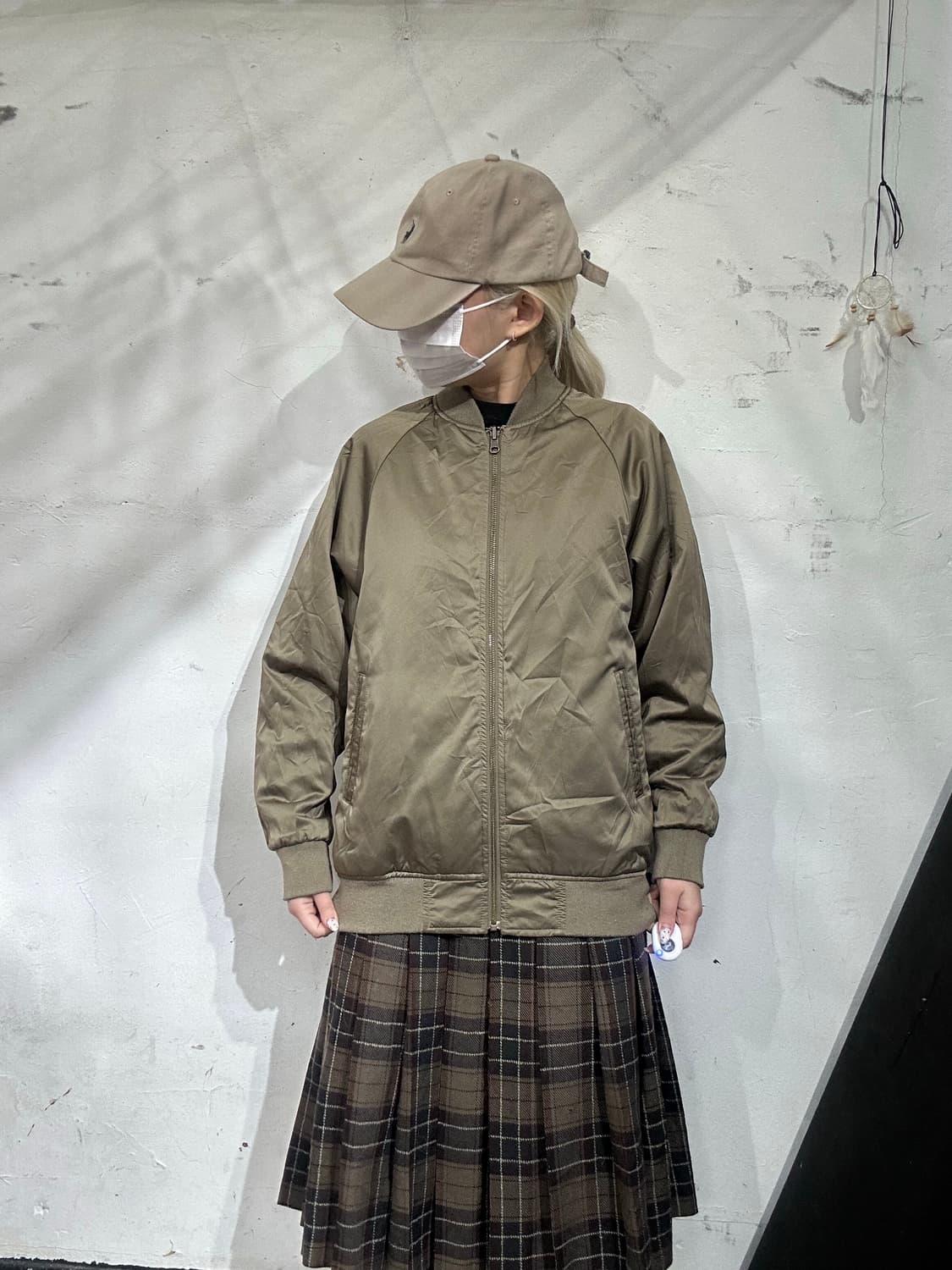 일본 빈티지 카키 화이트 리버시블 자켓  상품이미지4