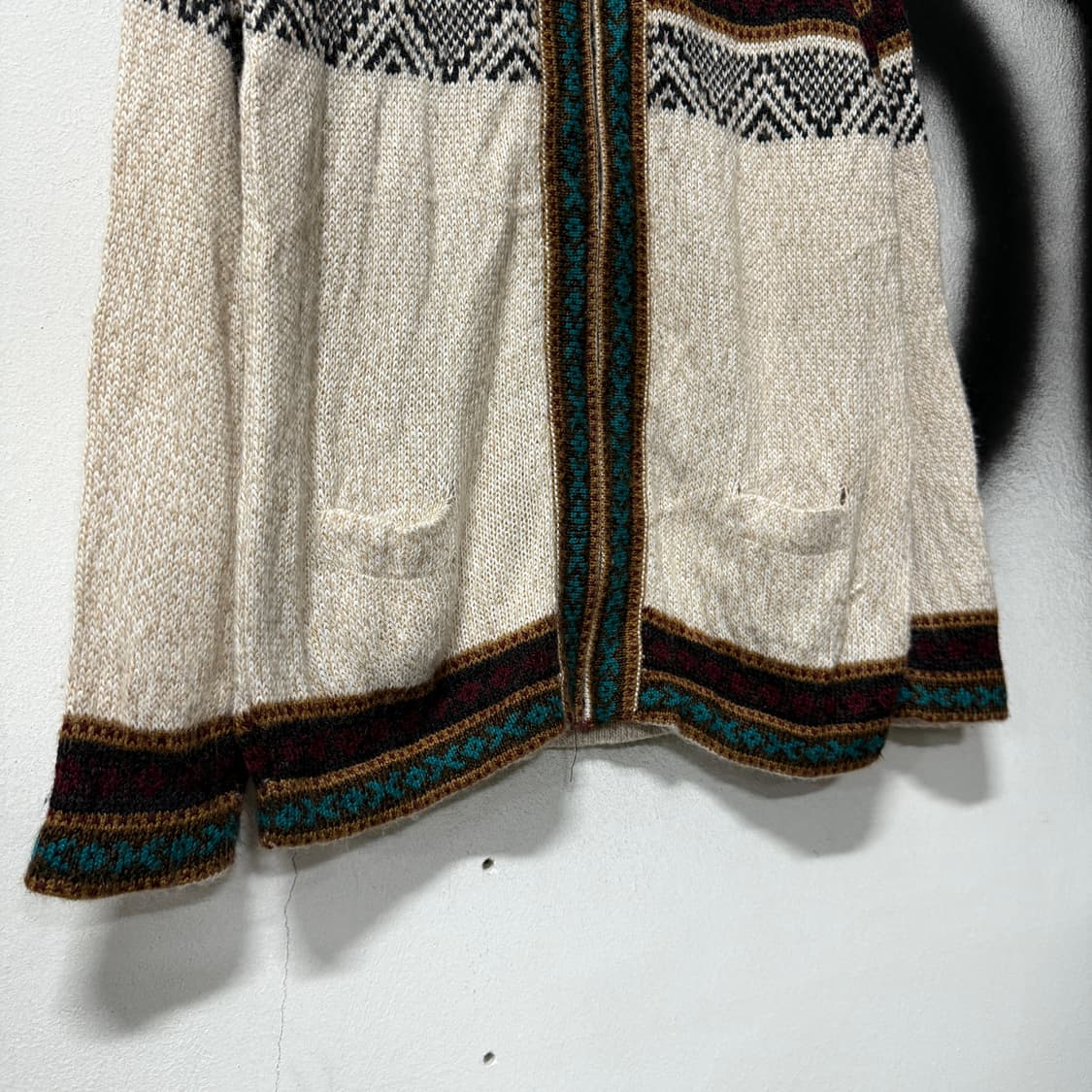 VTG 빈티지 에스닉 패턴 울 혼방 니트 집업 상품이미지4