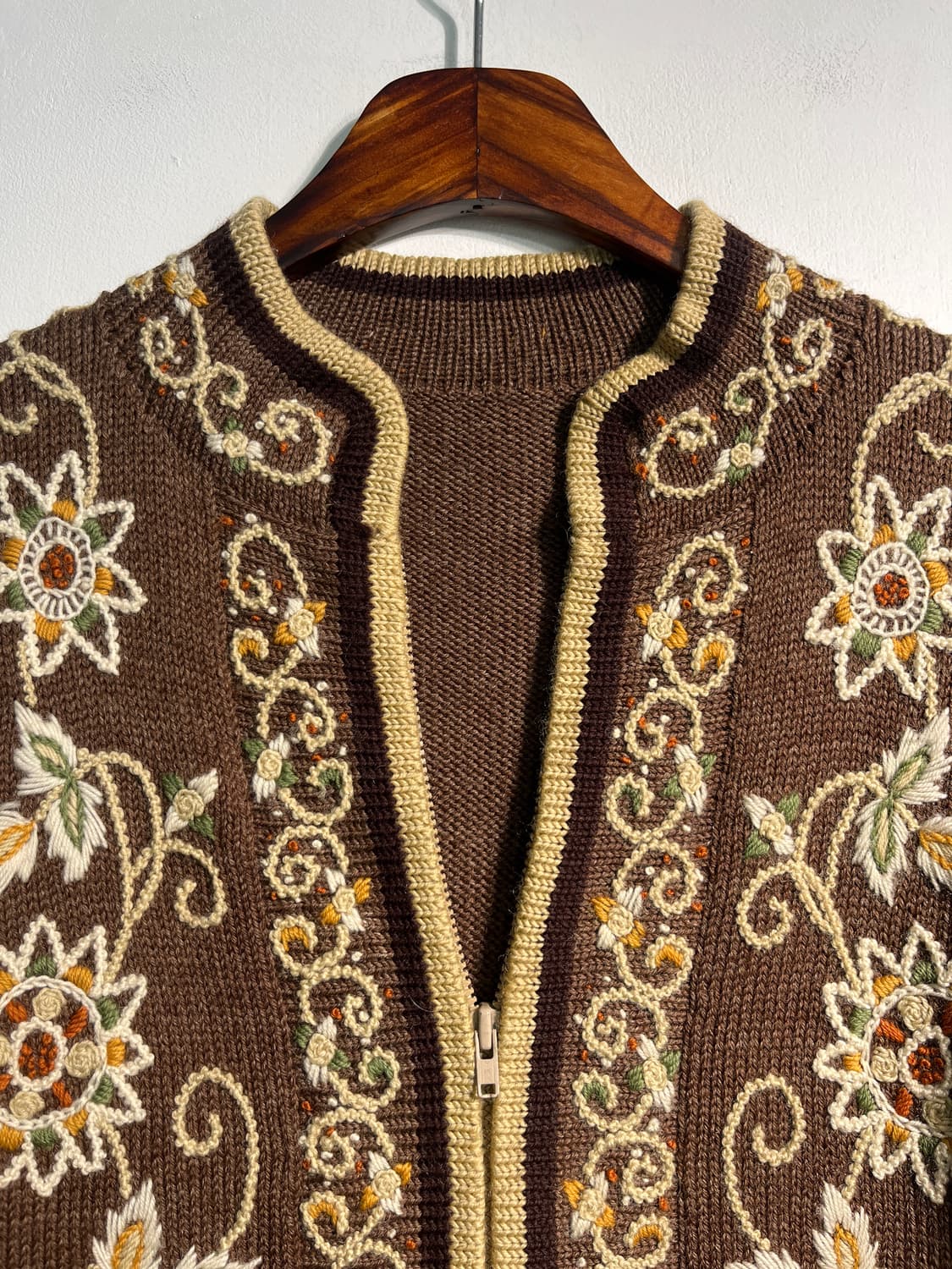 Wool 100% 울 100% 자수 롱 가디건 집업  상품이미지3