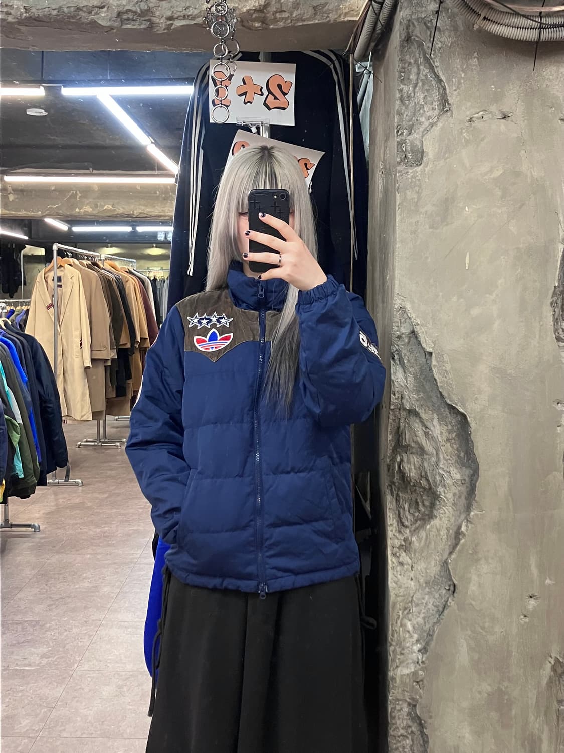 아디다스 빈티지 패치 덕다운 패딩 자켓 네이비 95 #csz3449  상품이미지2