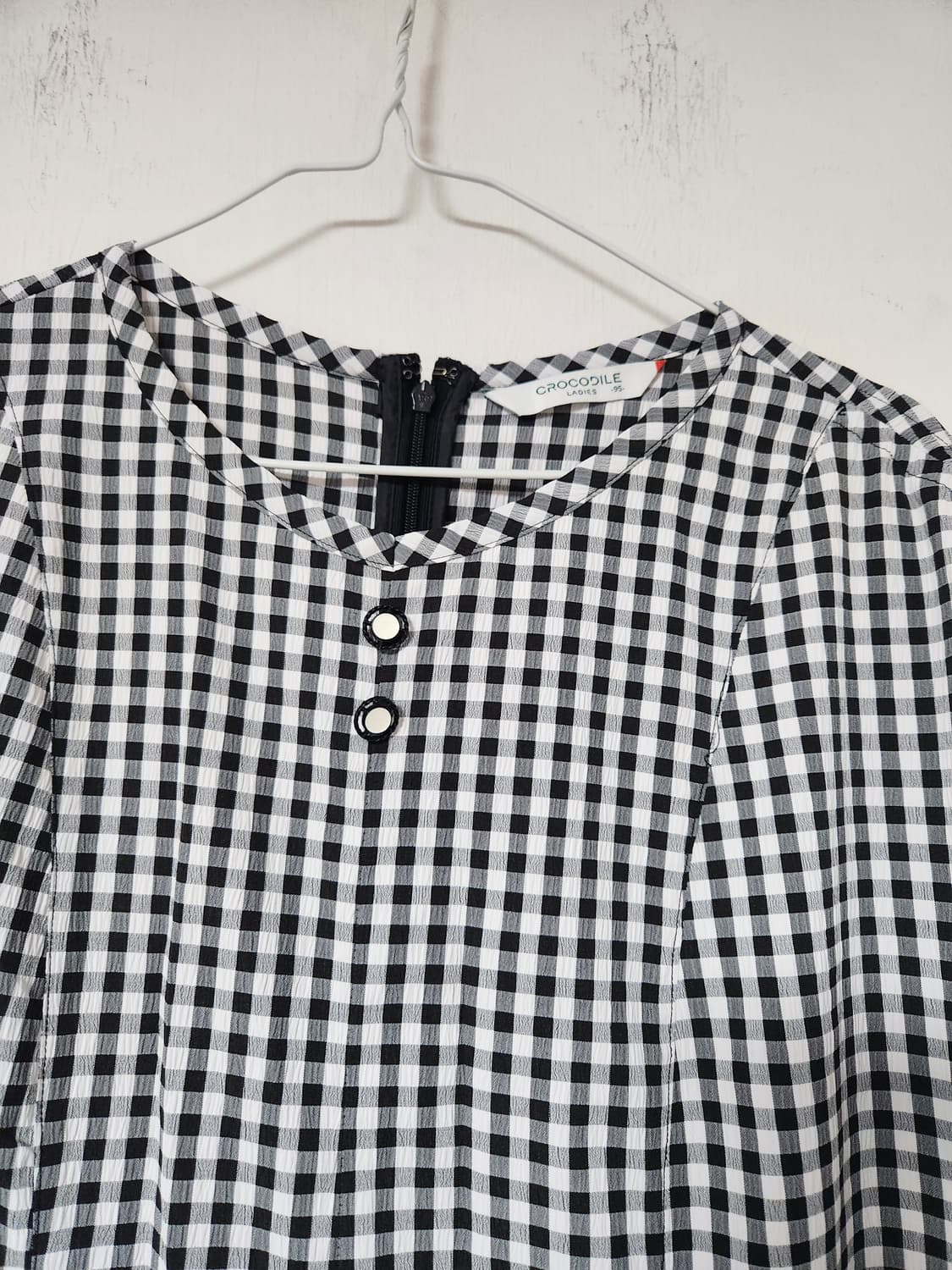 크로커다이얼 체크 A라인 반팔 롱 원피스90~95 상품이미지3