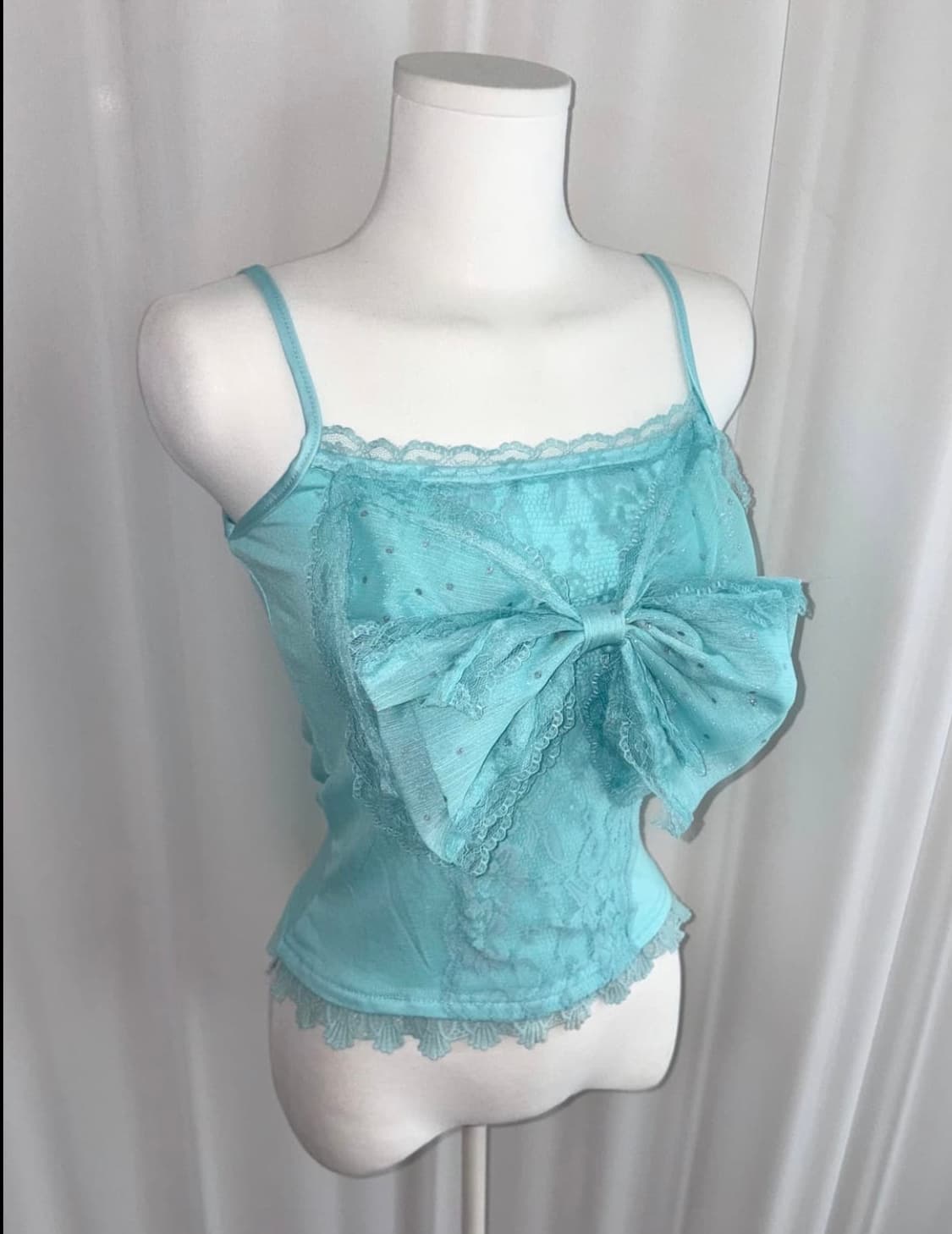 민트 레이스 프릴 빈티지 로맨틱 나시 일본 히메 갸루 st 상품이미지3