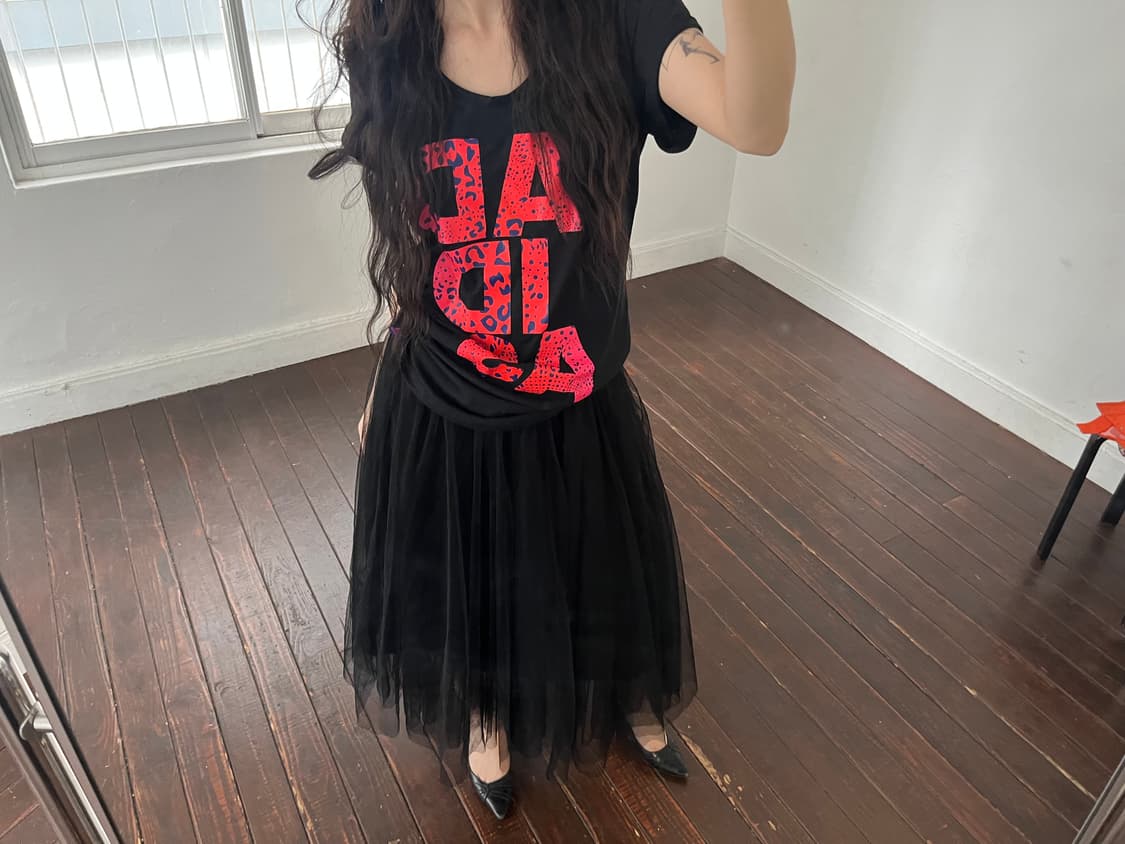 블랙 샤 스커트 상품이미지3