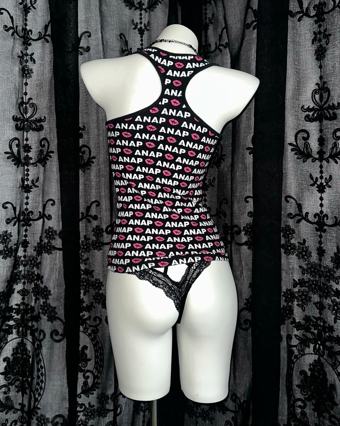#ANAP black lip print sleeveless 상품이미지3
