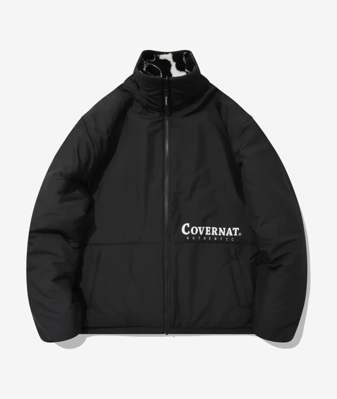 커버낫 플라워 리버시블 플리스 집업 자켓 블랙 상품이미지4
