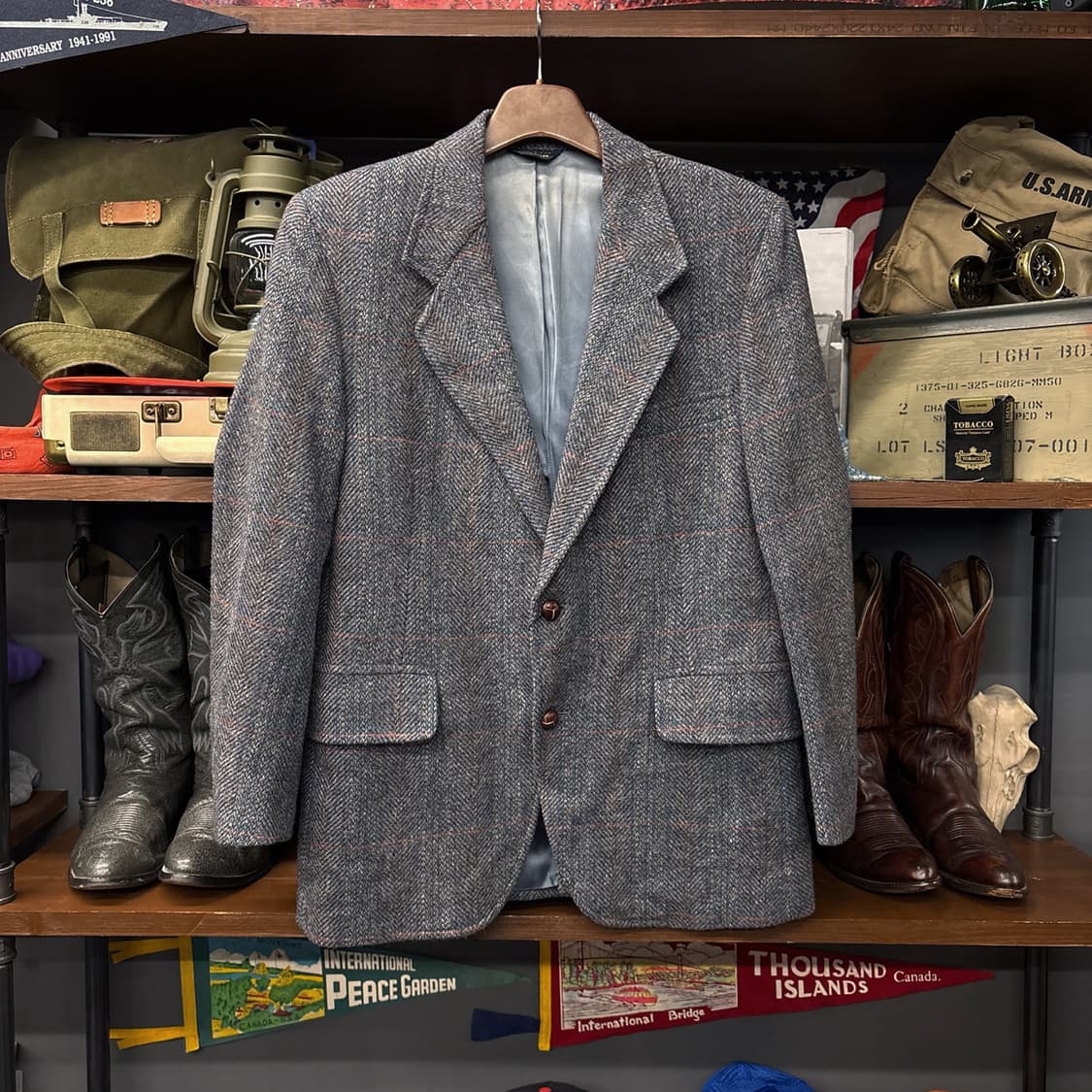 80s 펜들턴 퓨어 버진 울 트위드체크 2버튼 블레이저 자켓 N368 상품이미지1