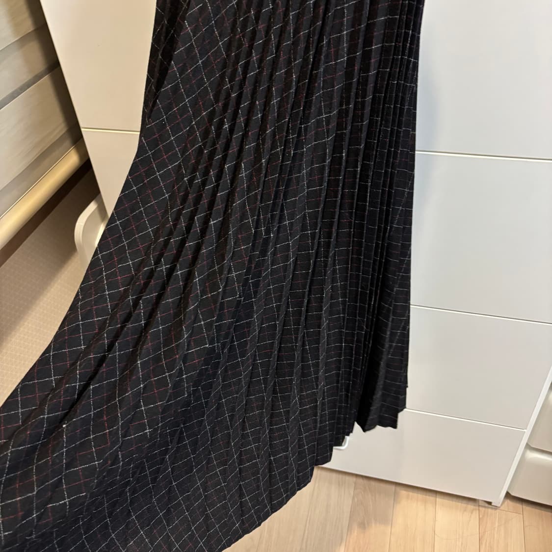 일본제 PRENON ASSHU 체크 플리츠 롱스커트 상품이미지5