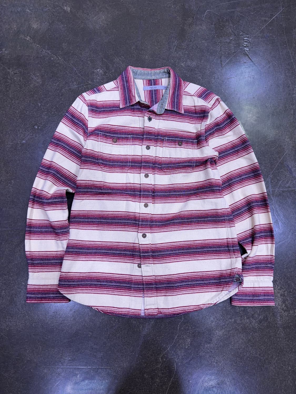 시리즈 에스닉 투포켓 스트라이프 베이지 레드 캐쥬얼 셔츠 100 상품이미지1