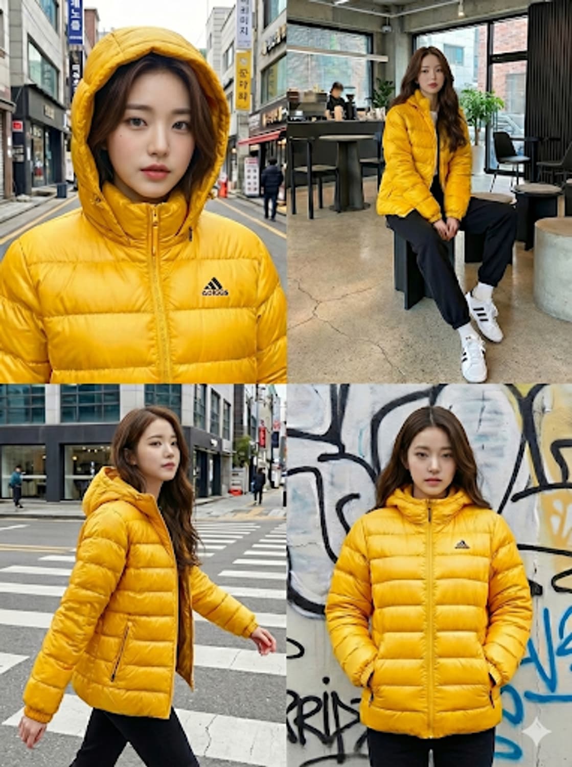 [아디다스] 빈티지 머스타드 옐로우 구스다운 숏패딩 XL(105) 상품이미지1