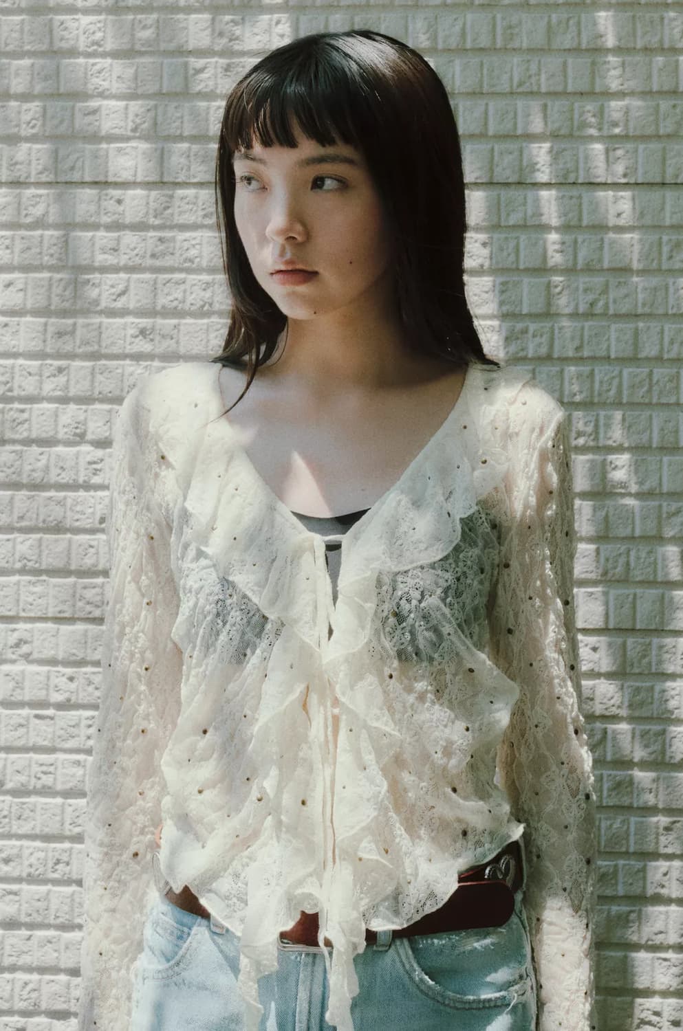 자라 스터드 레이스 탑 블라우스 가디건 S 상품이미지1