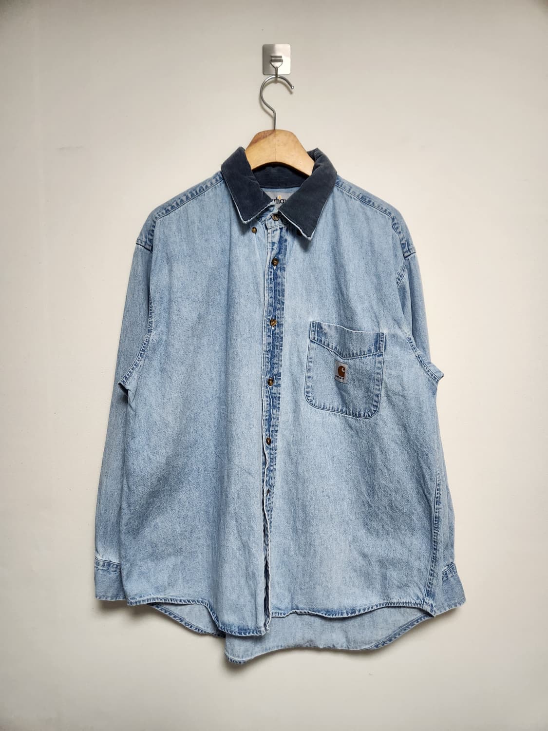 칼하트Carhartt 카라 배색 데님 셔츠 L - S192 상품이미지1