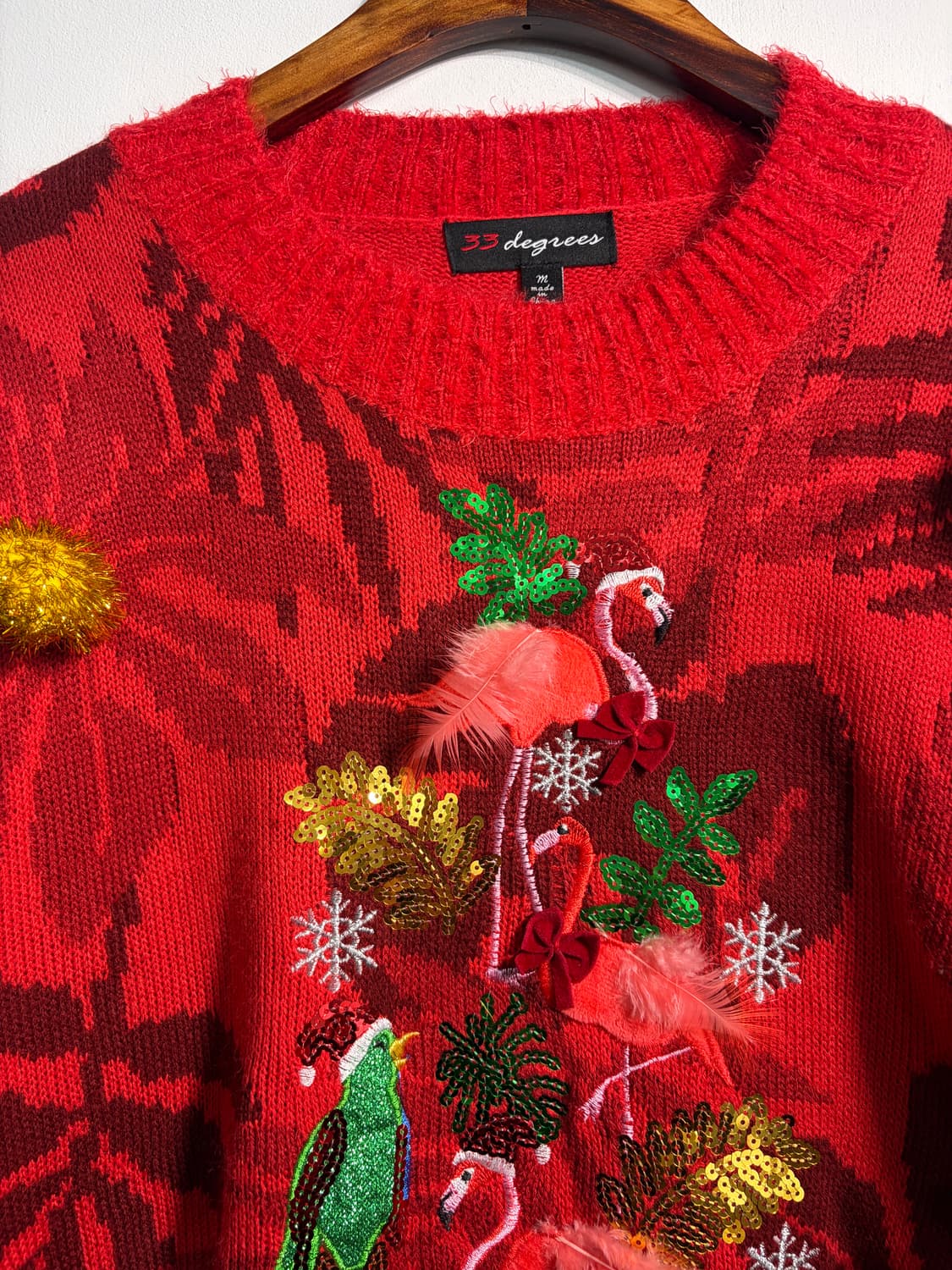 U.S.A. 크리스마스 플라밍고 어글리니트 L (종소리) 어글리스웨터 상품이미지3