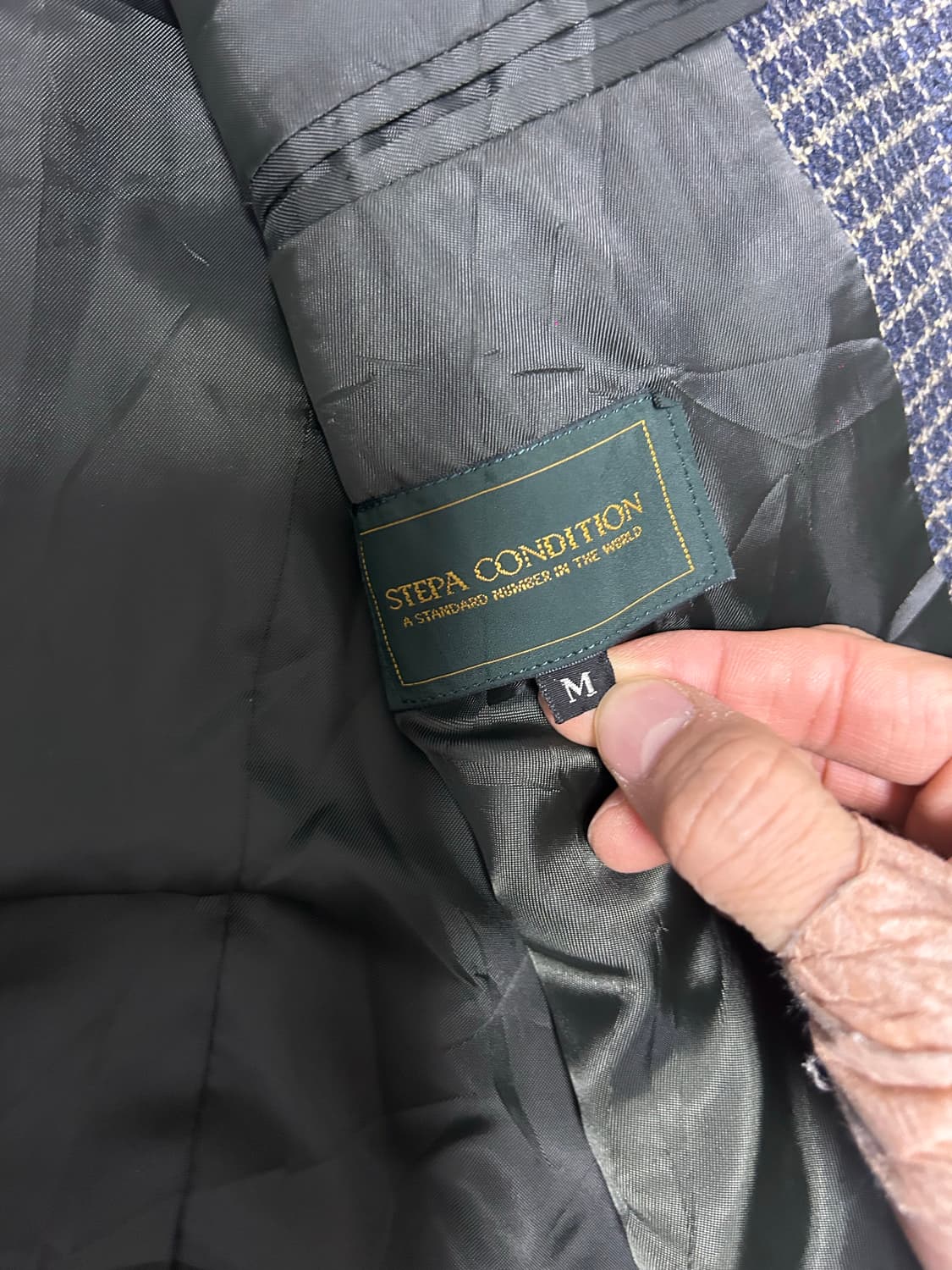 앙고라 혼방 체크 울 블레이저 사이즈 105 상품이미지3