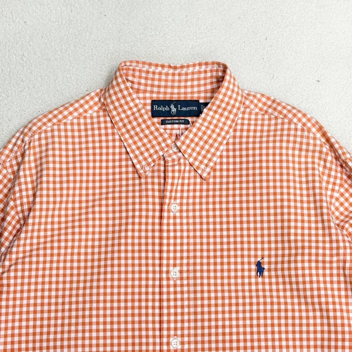 POLO 커스텀핏 오렌지 깅엄 셔츠 XL 상품이미지3