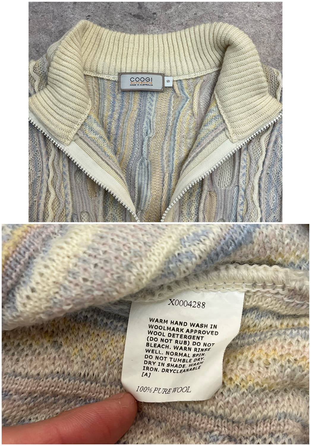 쿠지 케이블 니트 집업 가디건 아이보리 S #csz237 상품이미지4