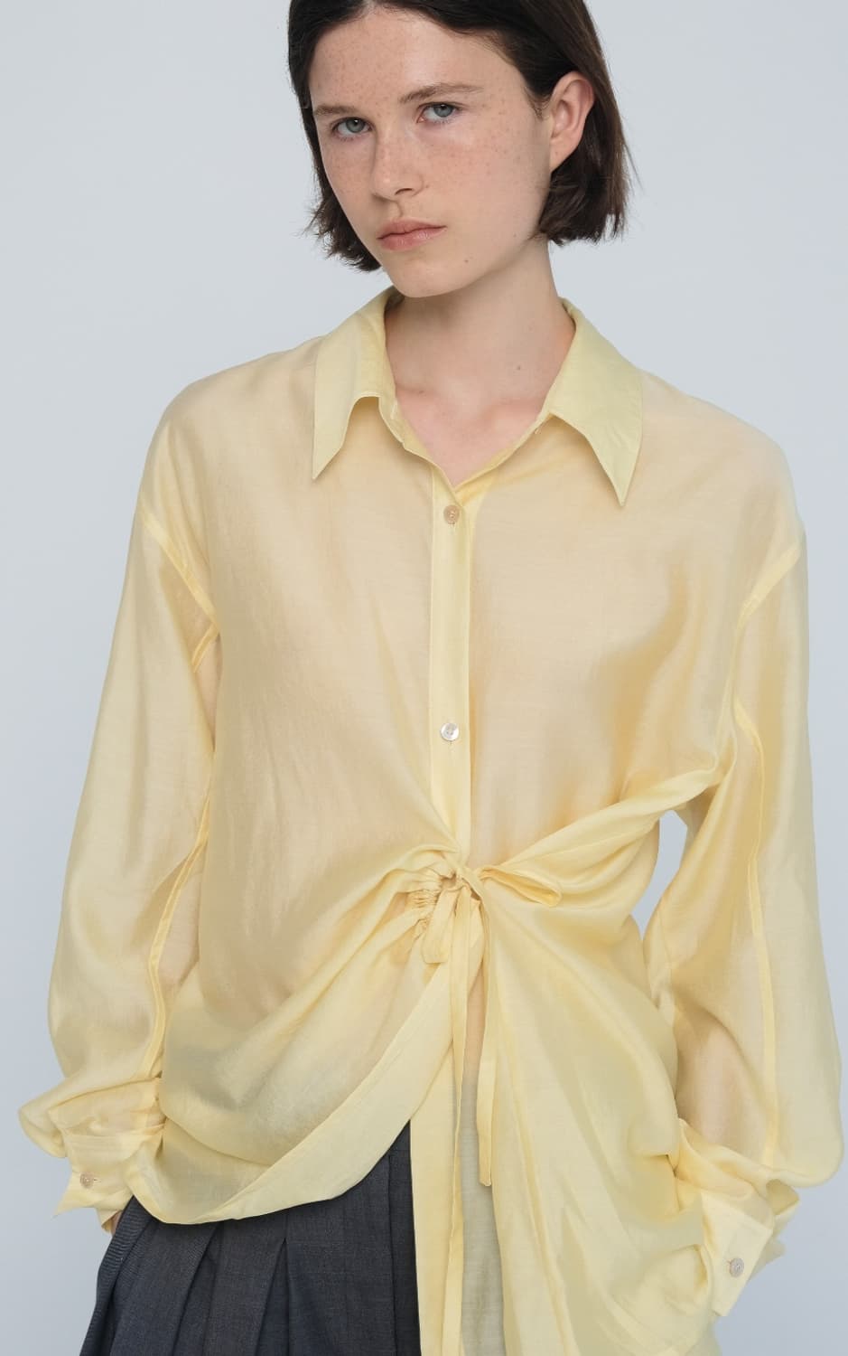 새상품) 에핑글러 WRINKLE TENCEL SHIRTS 옐로우 S 상품이미지6