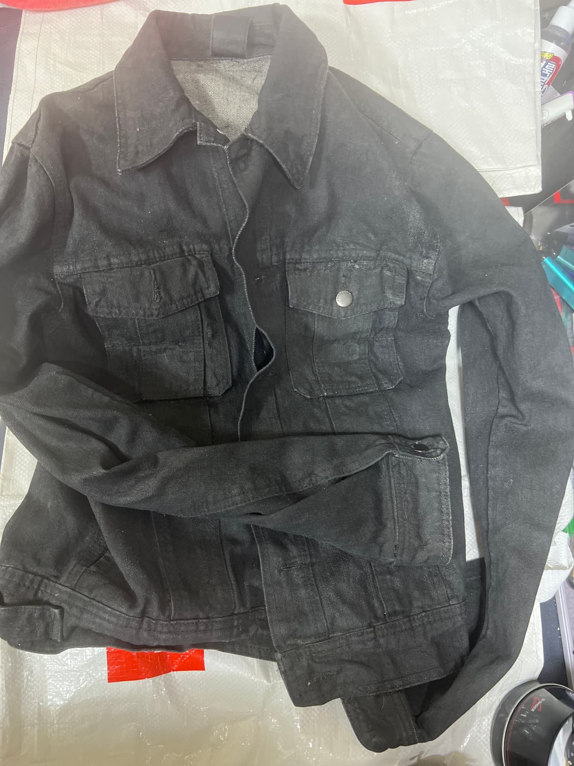 생로랑 블랙데님 왁싱 자켓 상품이미지1