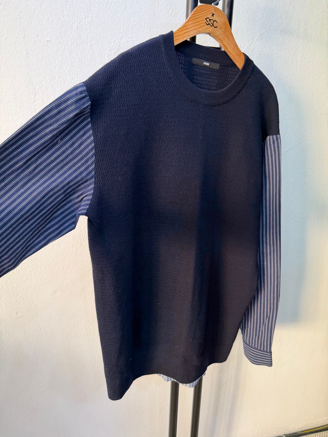 정품) 시스템옴므 한섬 스트라이프 니트 셔츠 95 상품이미지2