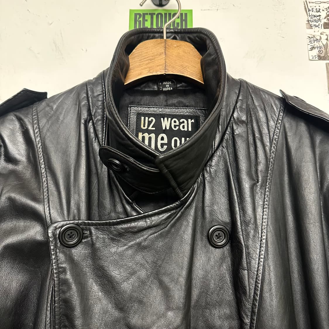 빈티지 카우레더 트렌치 코트 상품이미지5