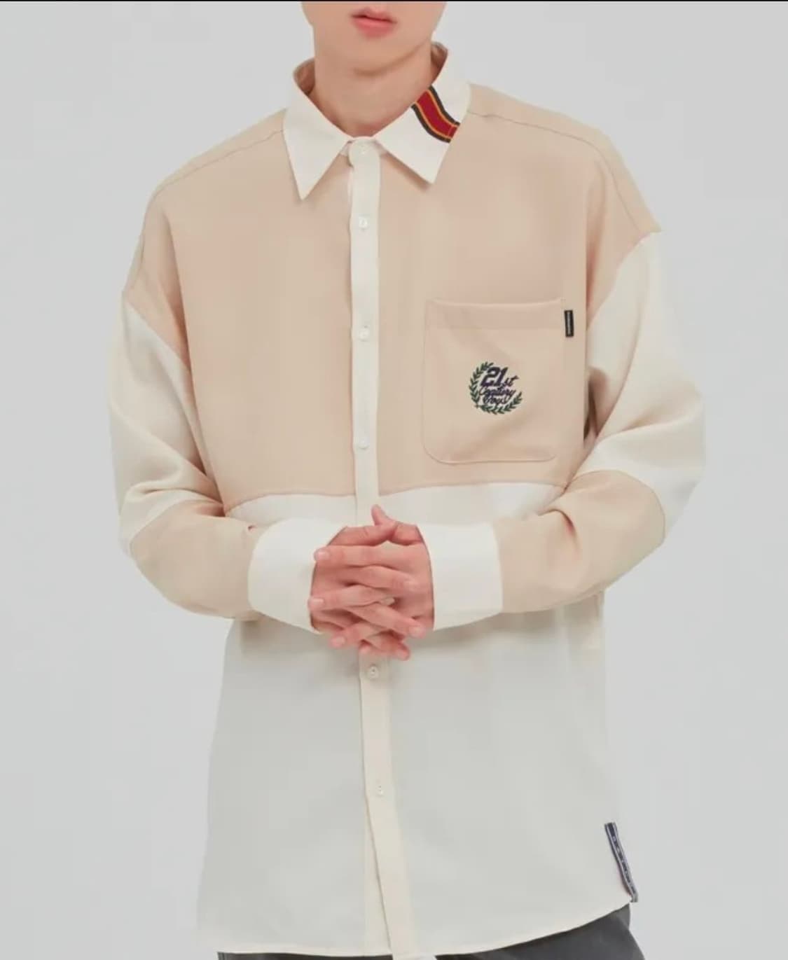 로맨틱크라운 베이지 패턴 셔츠 상품이미지2