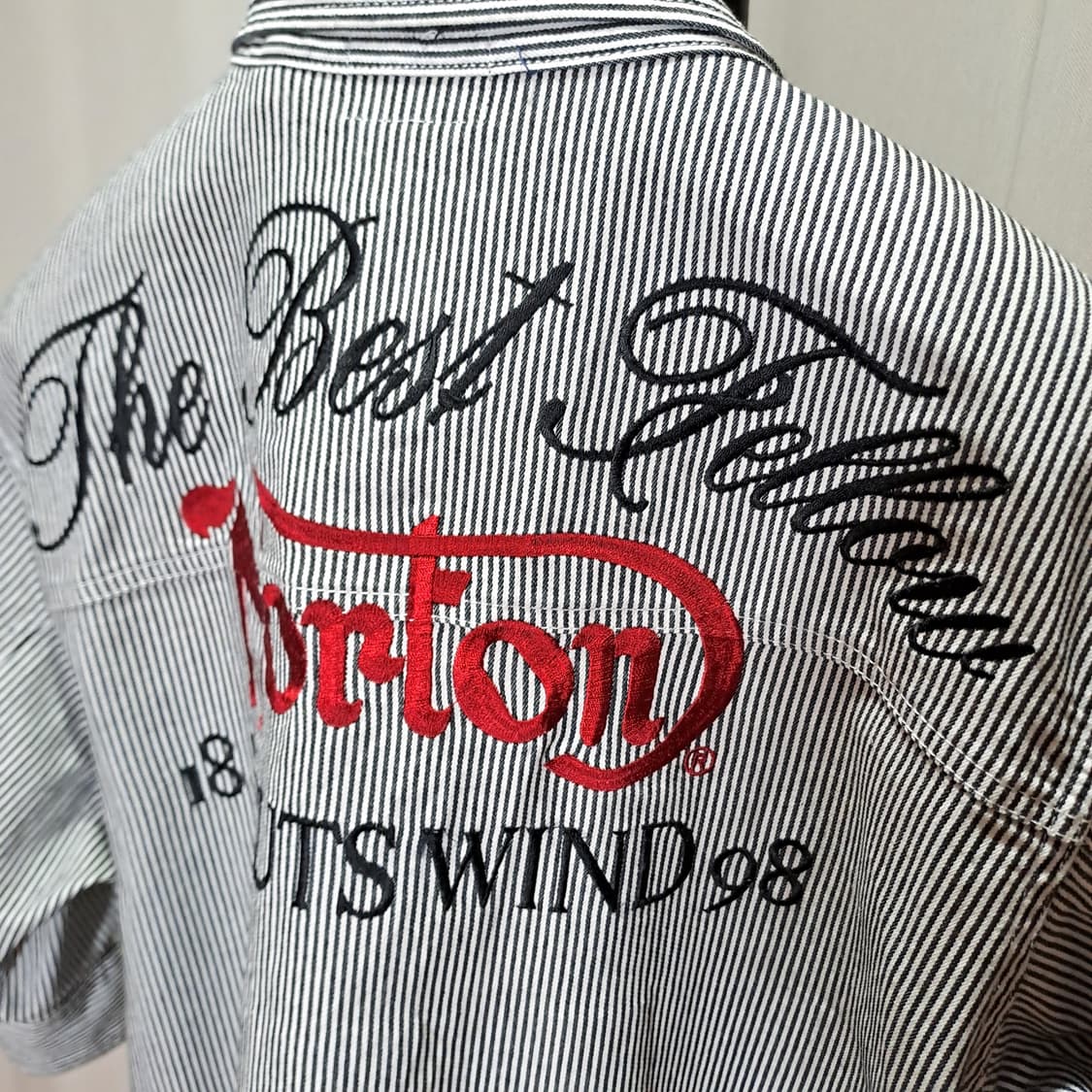 (택포) Norton 맨즈 반소매 자수 셔츠 100 B610 상품이미지5