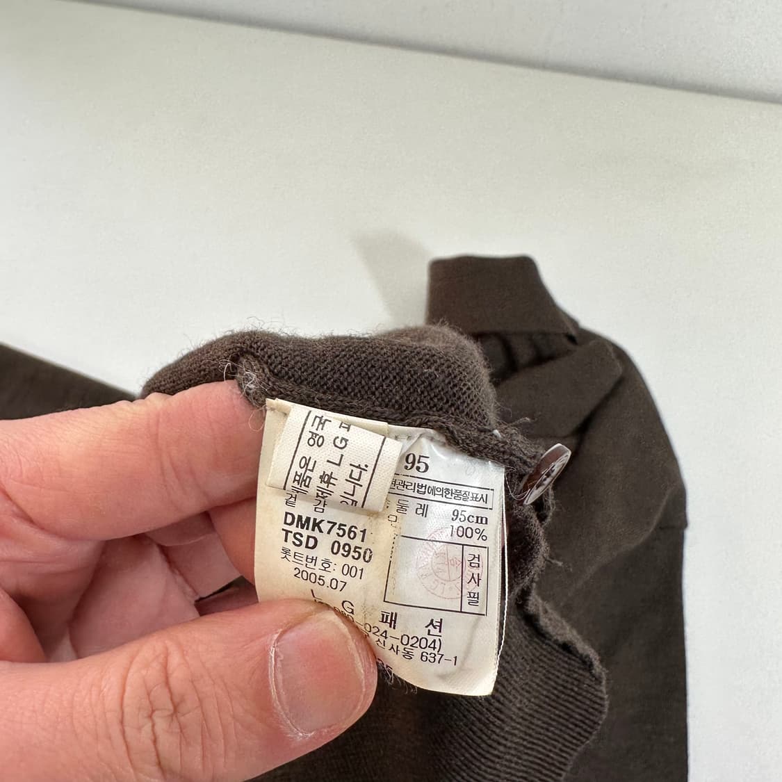 95 닥스 딥브라운 얇은모100% 니트 긴팔카라티 상품이미지5