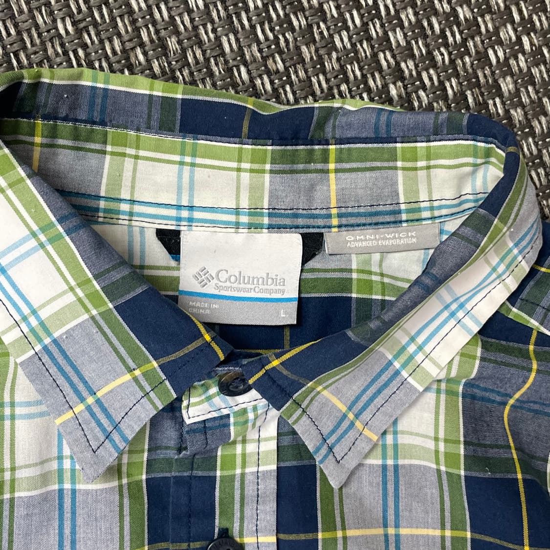 컬럼비아 원포켓 네이비그린 체크 반팔셔츠 L 상품이미지4
