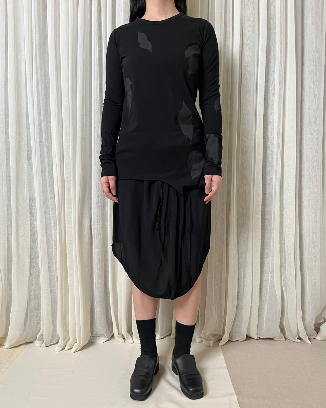 요지야마모토 나뭇잎 모티브 롱슬리브 티 Yohji Yamamoto 상품이미지3
