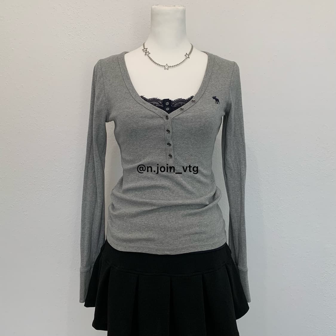 아베크롬비 헨리넥 그레이 롱슬리브 상품이미지1