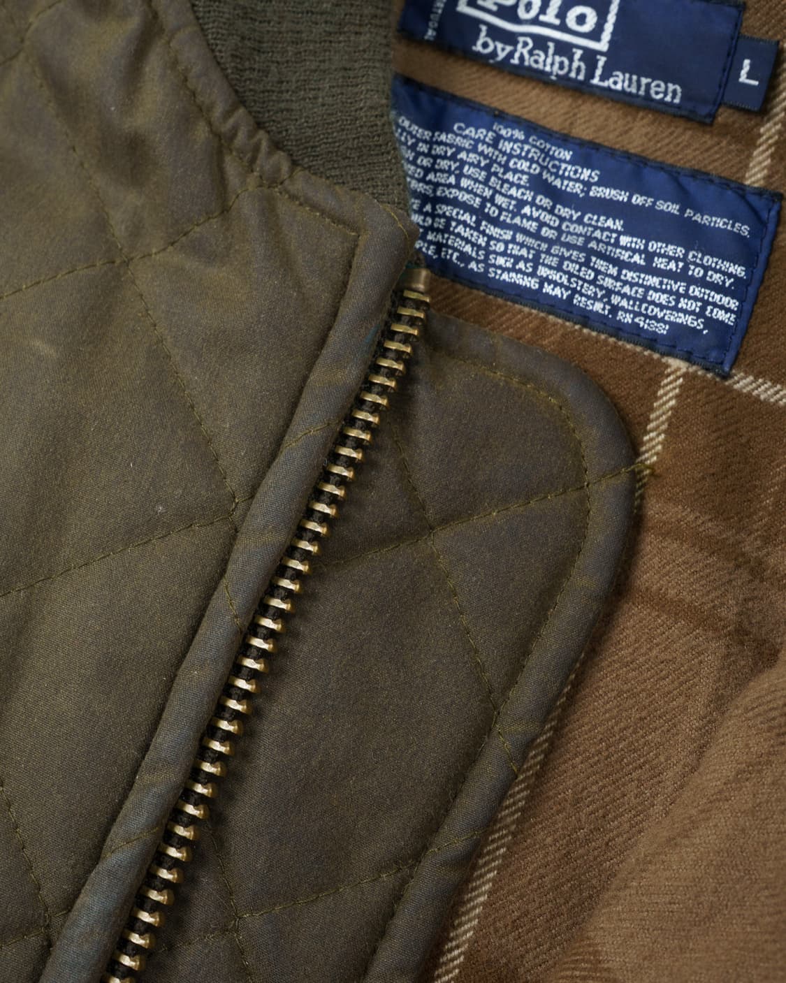 (L) 폴로 왁스 코튼 퀼팅 봄버 자켓 상품이미지3