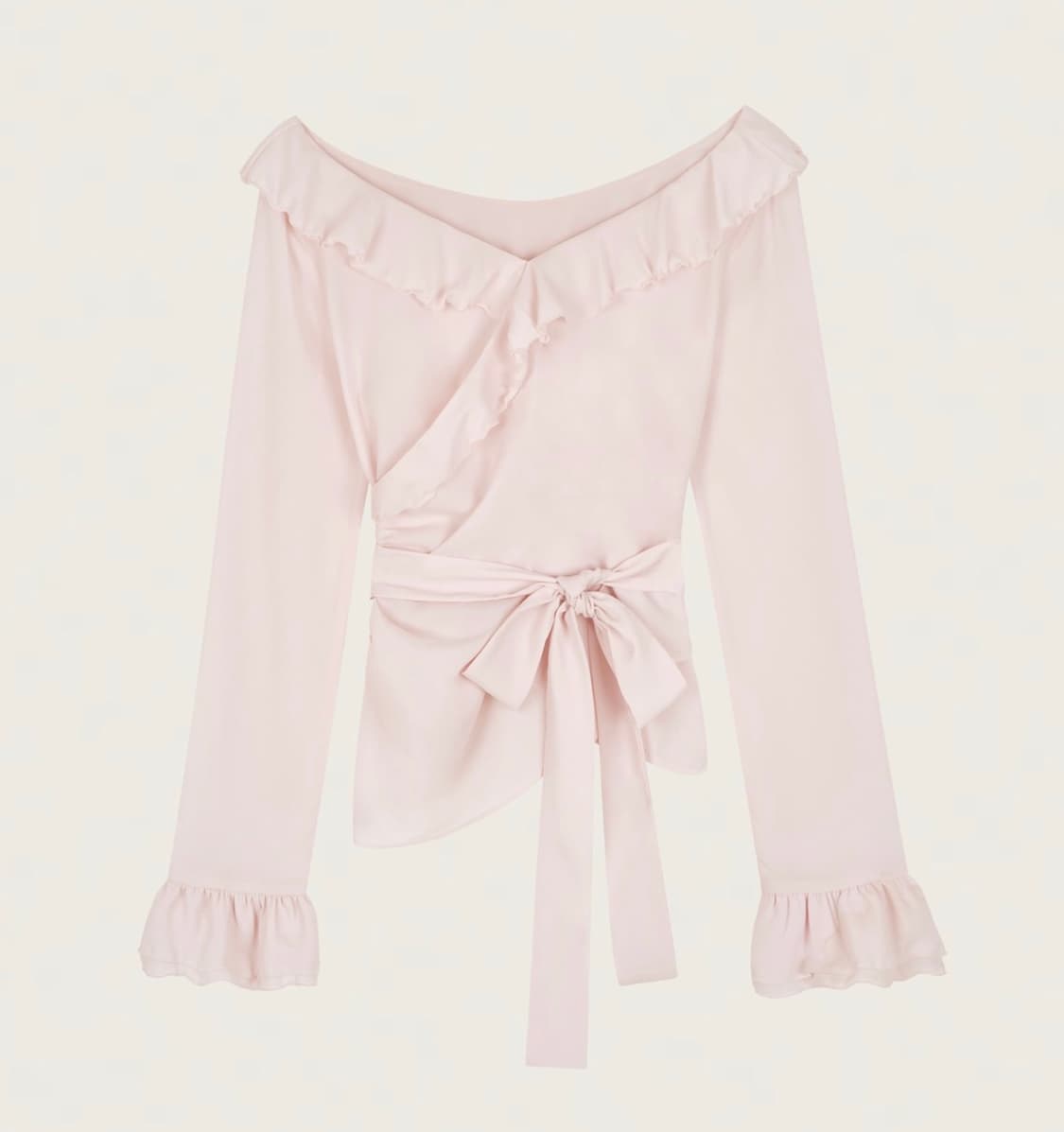 클리시어 블루밍 러플 랩 블라우스 핑크 디어 로지 쓰리타임즈 발렌타인 상품이미지1