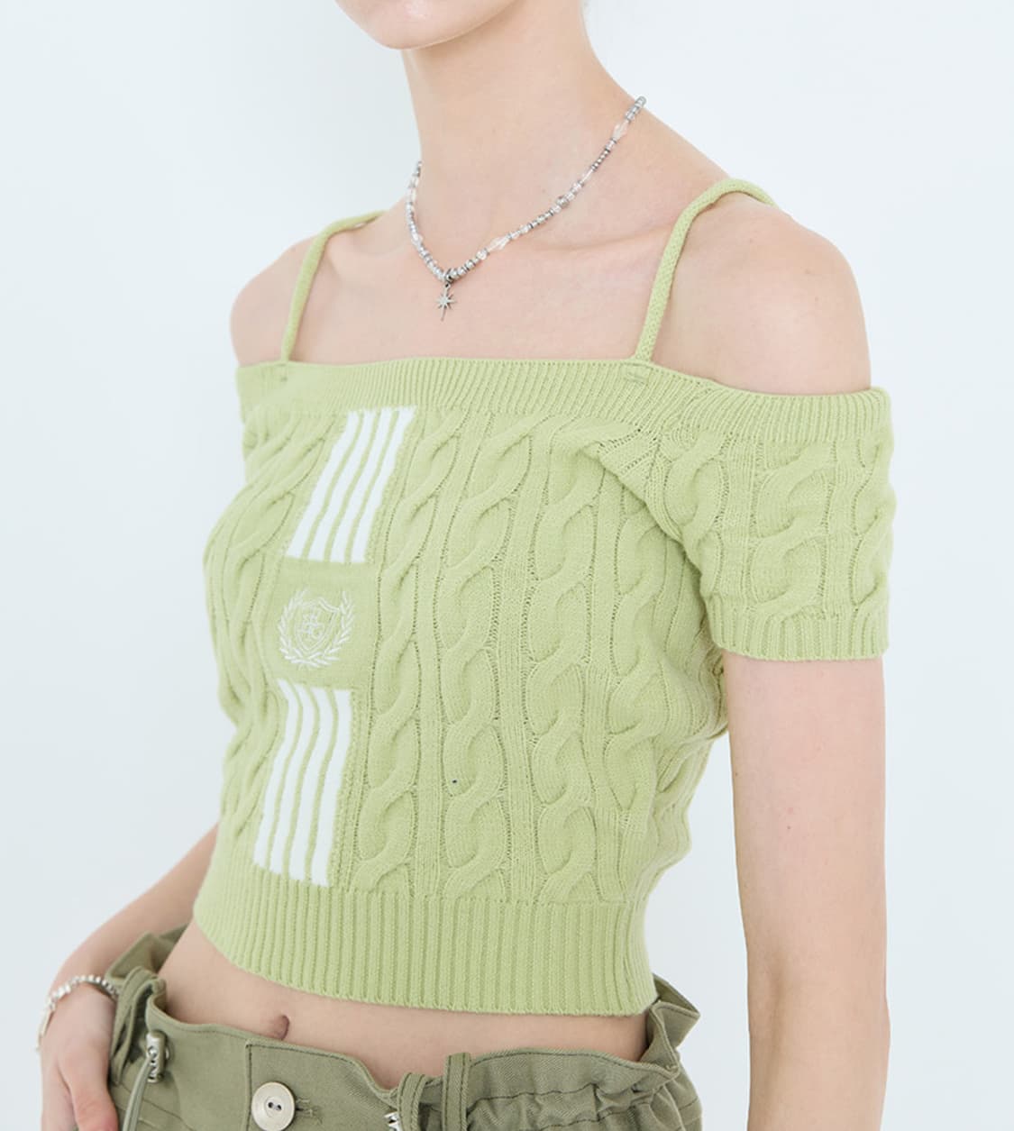 라티젠 오프숄더 니트 그린 상품이미지2