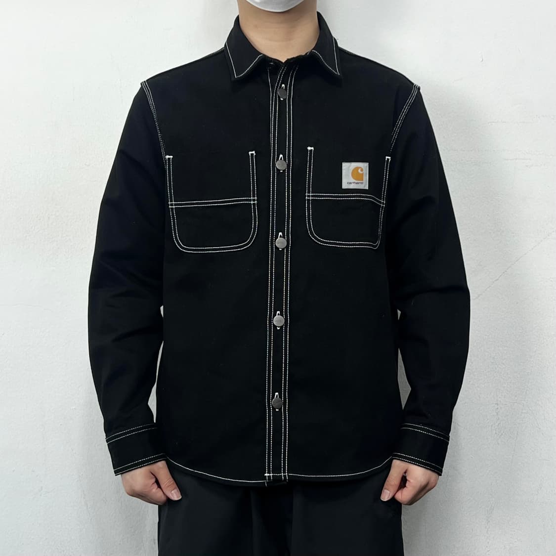 칼하트 Wip 초크 스티치 셔츠 자켓 블랙 화이트 상품이미지3