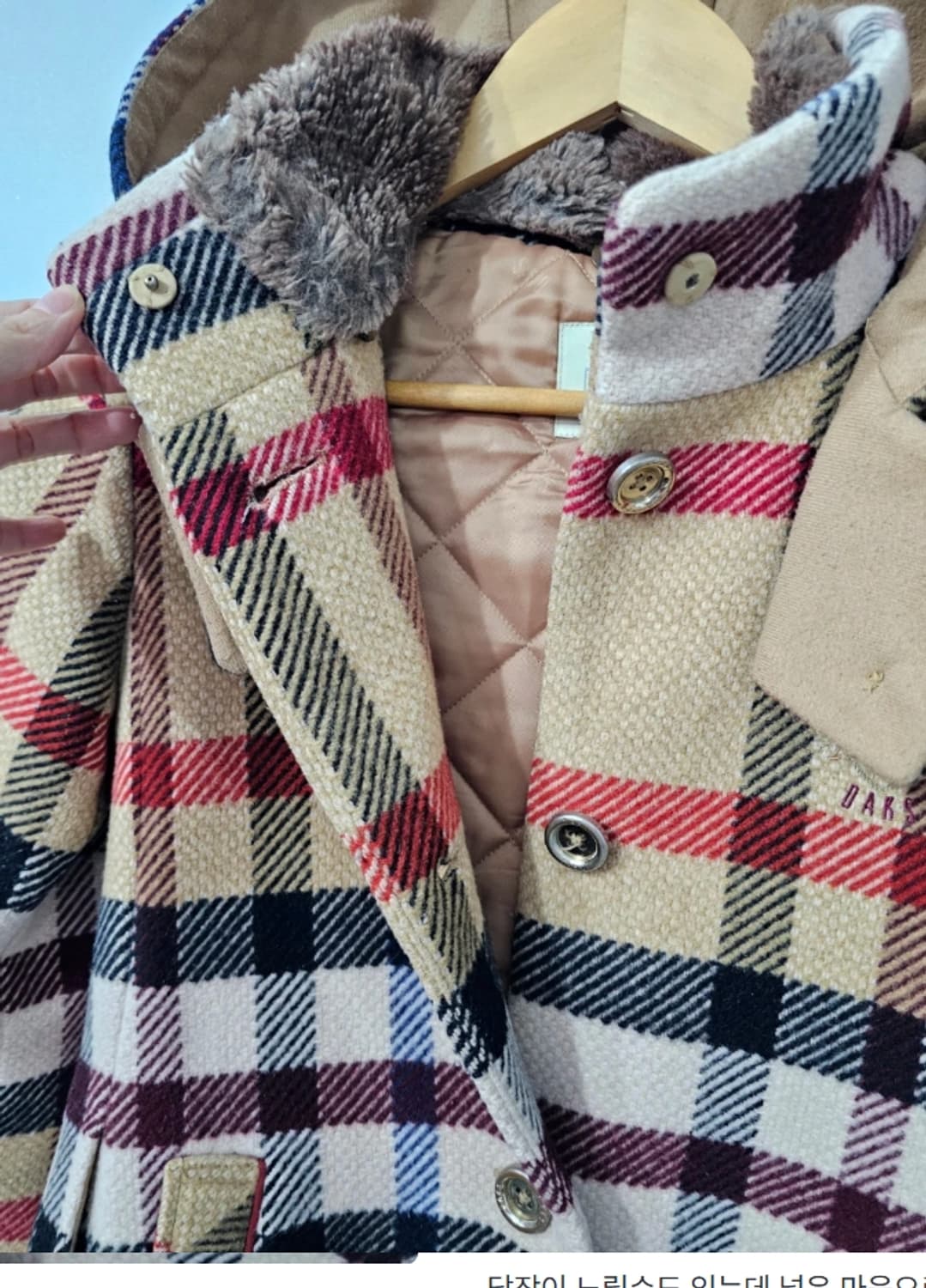 닥스 키즈 주니어 체크 후드 코트 150cm 11~13세 상품이미지2