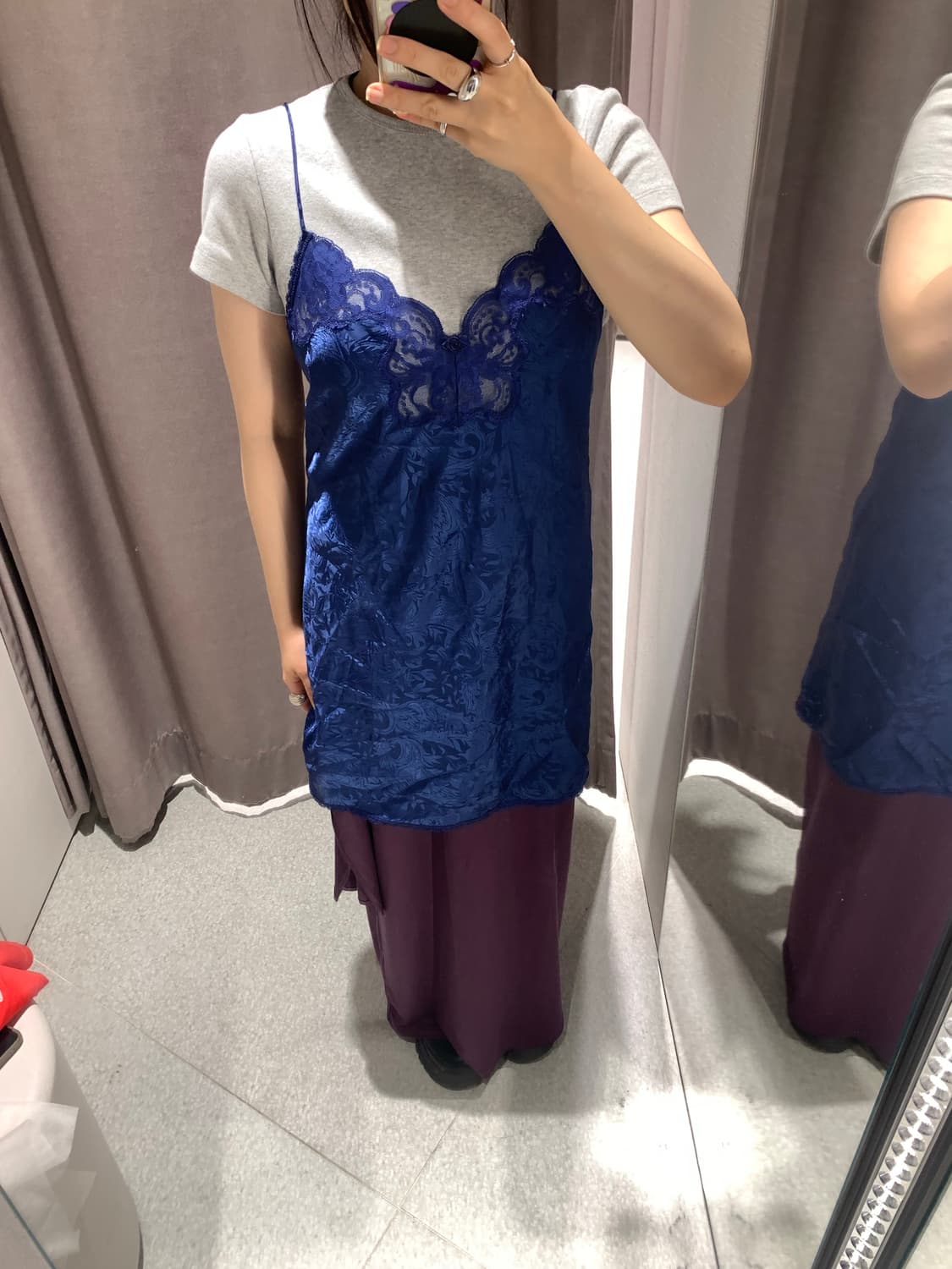 Deep blue lace slip dress 상품이미지1