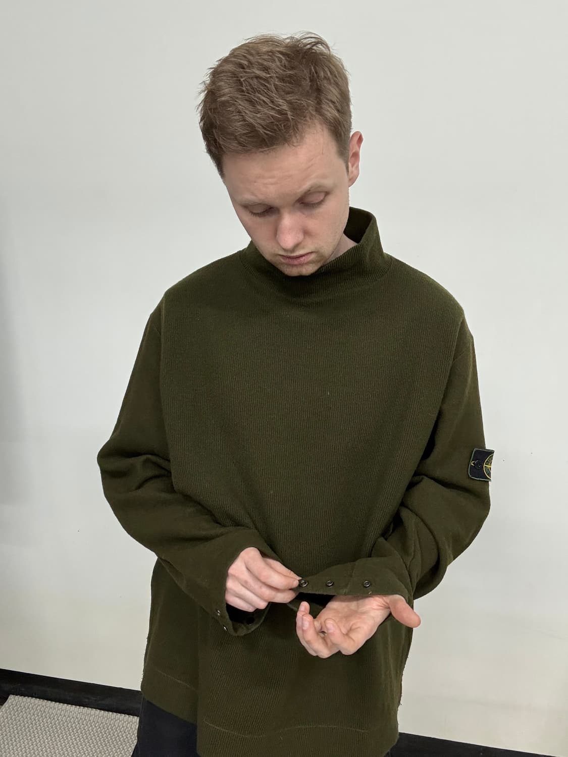 99AW 스톤 아일랜드 그린 엣지 울 블렌드 롤넥 니트  상품이미지2