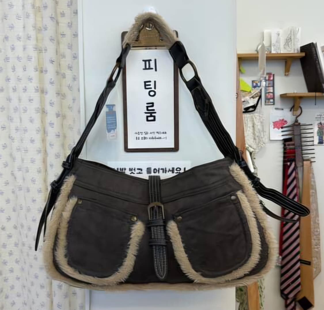 빈티지 스웨이드 양털 숄더백 /카모메산장 선가든파티 케토하우스 미라이클립 상품이미지1