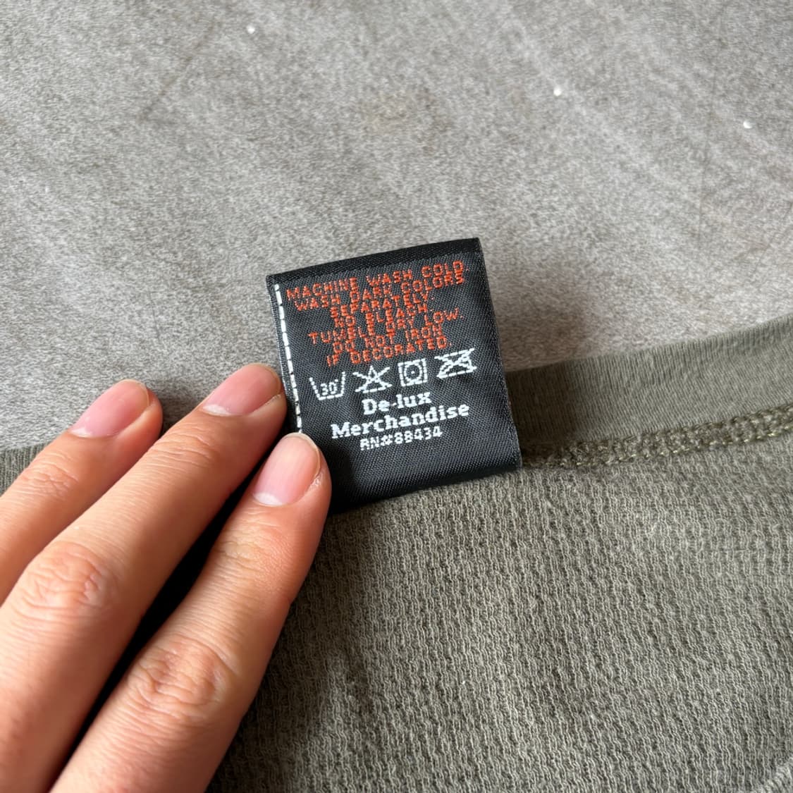 00년대 미국 생산 할리데이비슨 롱슬리브 카키 와플 티셔츠 상품이미지5