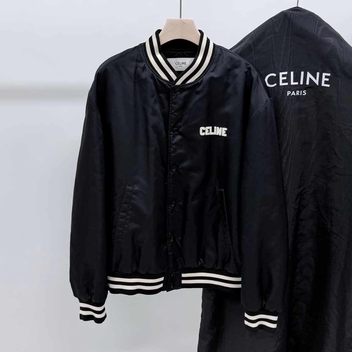 [A+급/48] 셀린느 나일론 테디 봄버 블루종 자켓 블랙 상품이미지1