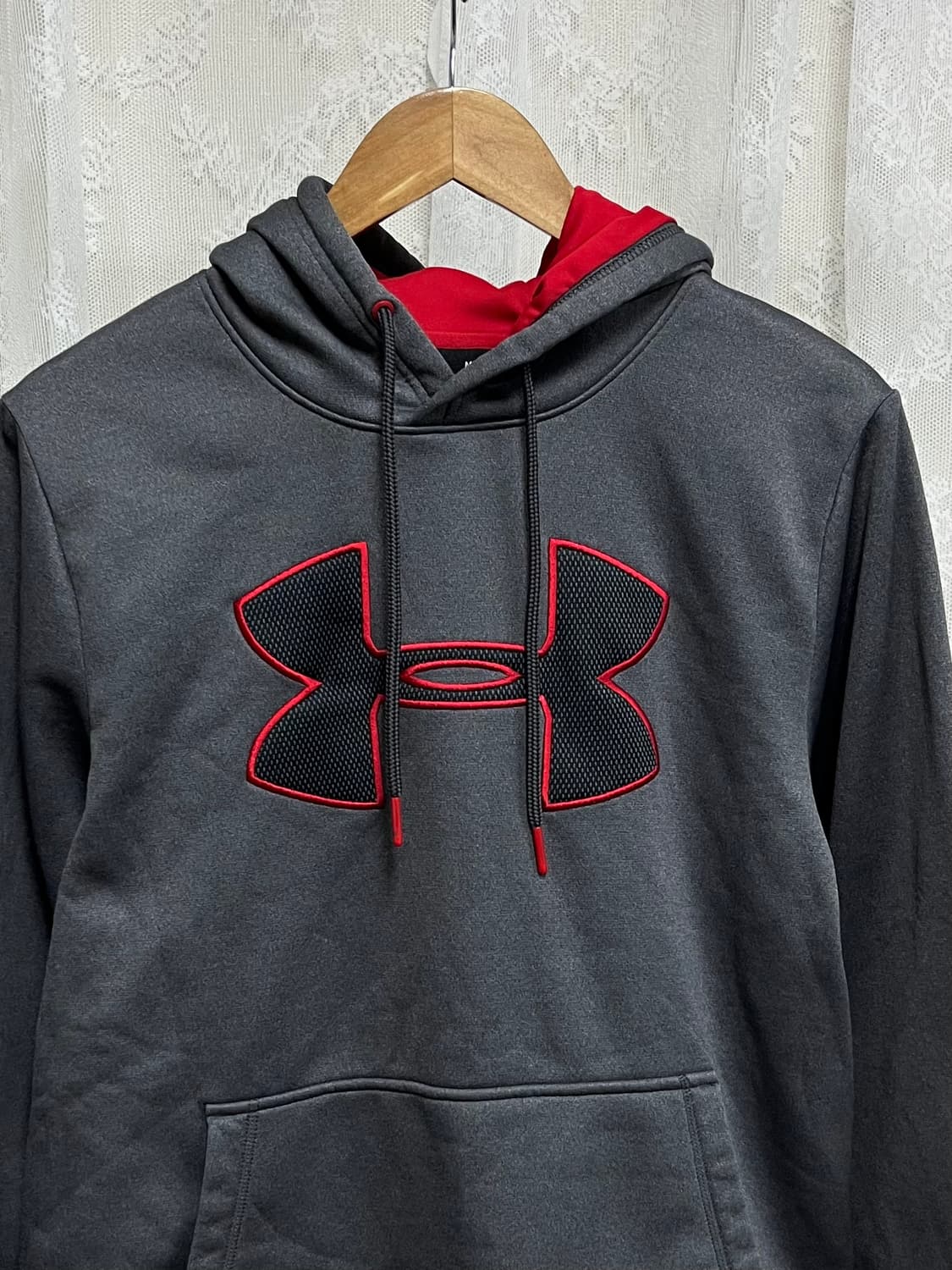 M) 언더아머 기모 후드 티셔츠 차콜 상품이미지3