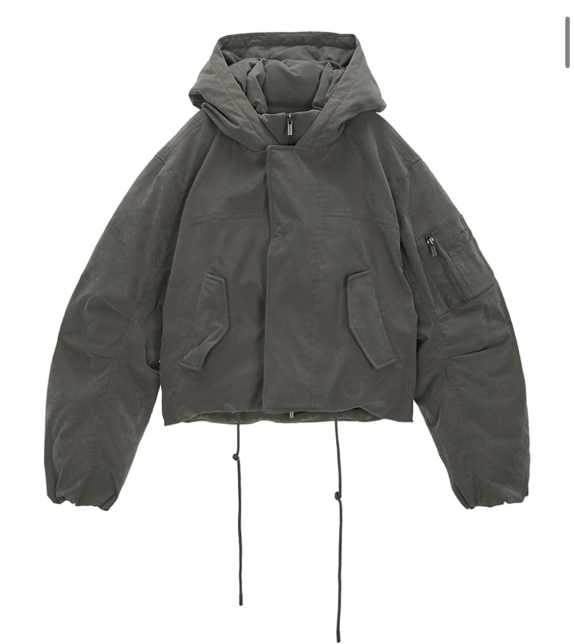 마뗑킴 후디 봄버 덕다운 점퍼 라이트 카키 야상패딩 상품이미지1