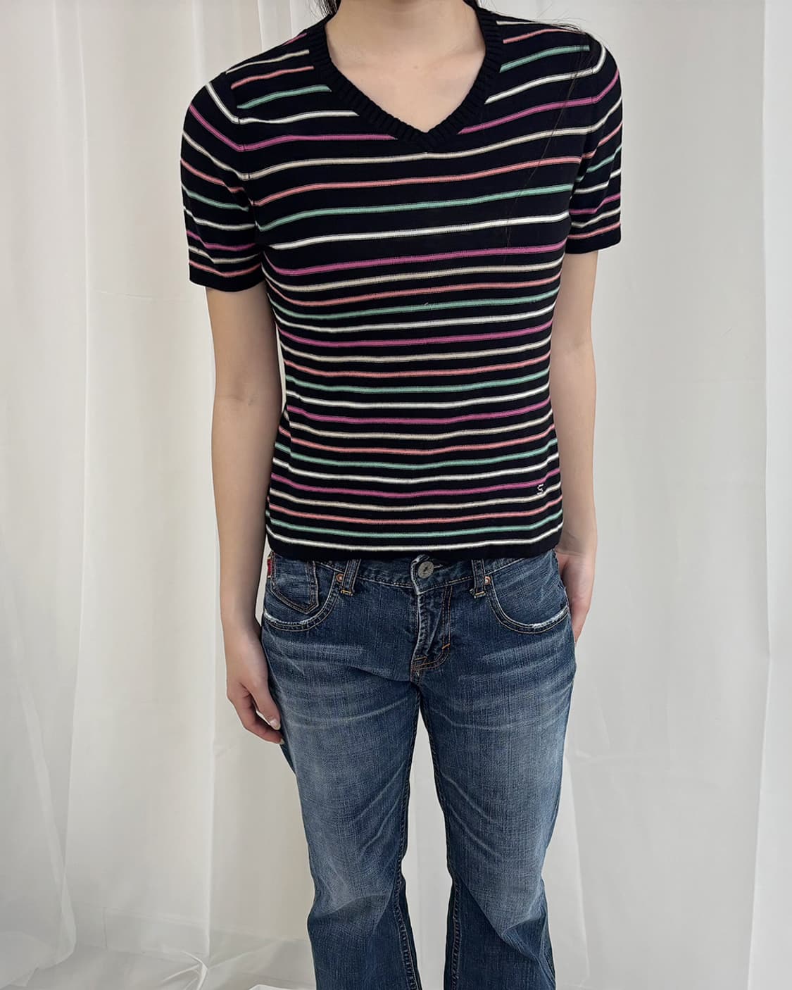 SONIA RYKIEL 비비드 스트라이프 반팔 풀오버 상품이미지1