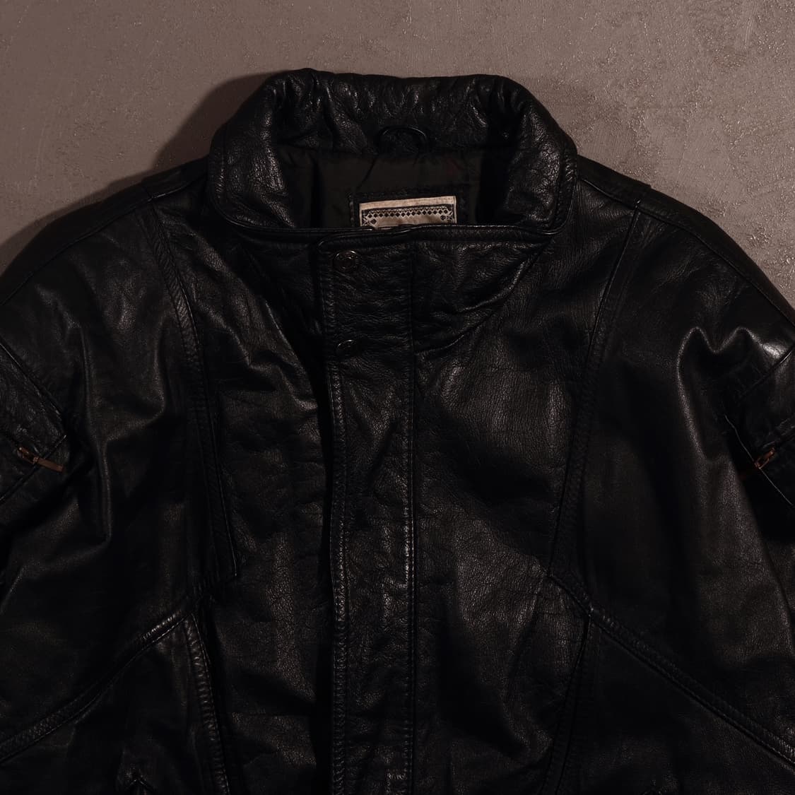 빈티지 레더 크롭 봄버자켓 상품이미지2