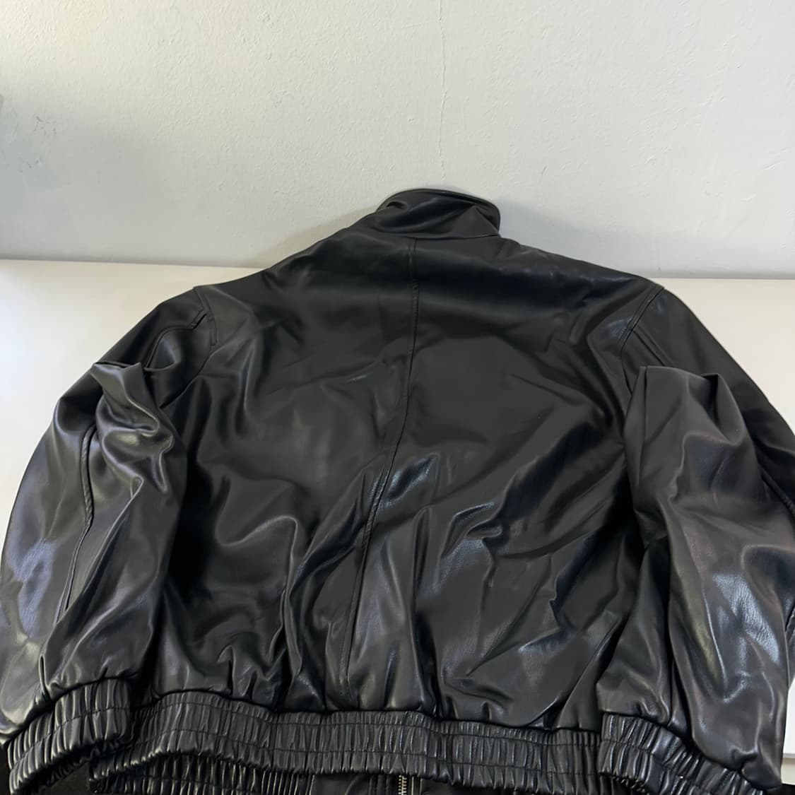 L QT8 가먼츠 블랙 레더자켓 상품이미지5