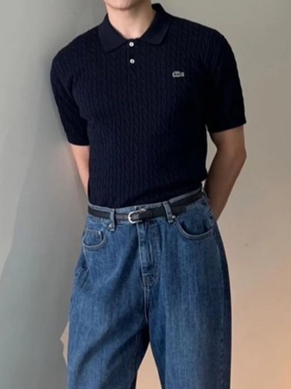 정가 23만) Lacoste 라코스테 케이블 니트폴로 네이비 상품이미지2