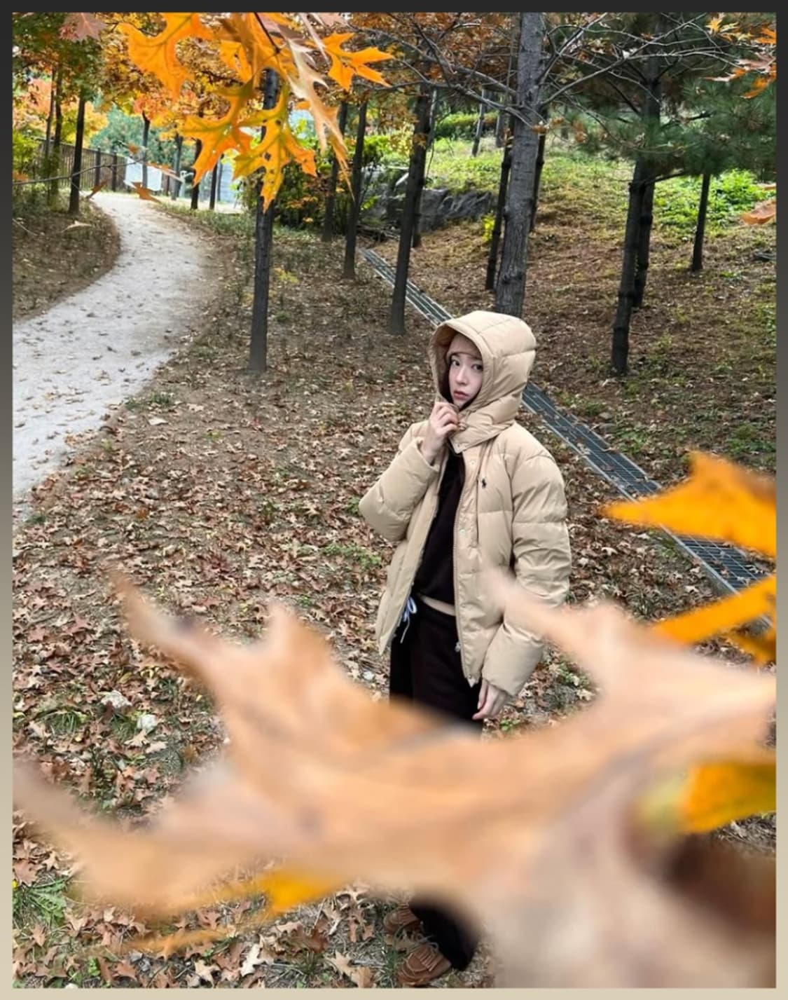 폴로 랄프로렌 후드 퀄팅 패딩 자켓 카멜 (새상품) 상품이미지3